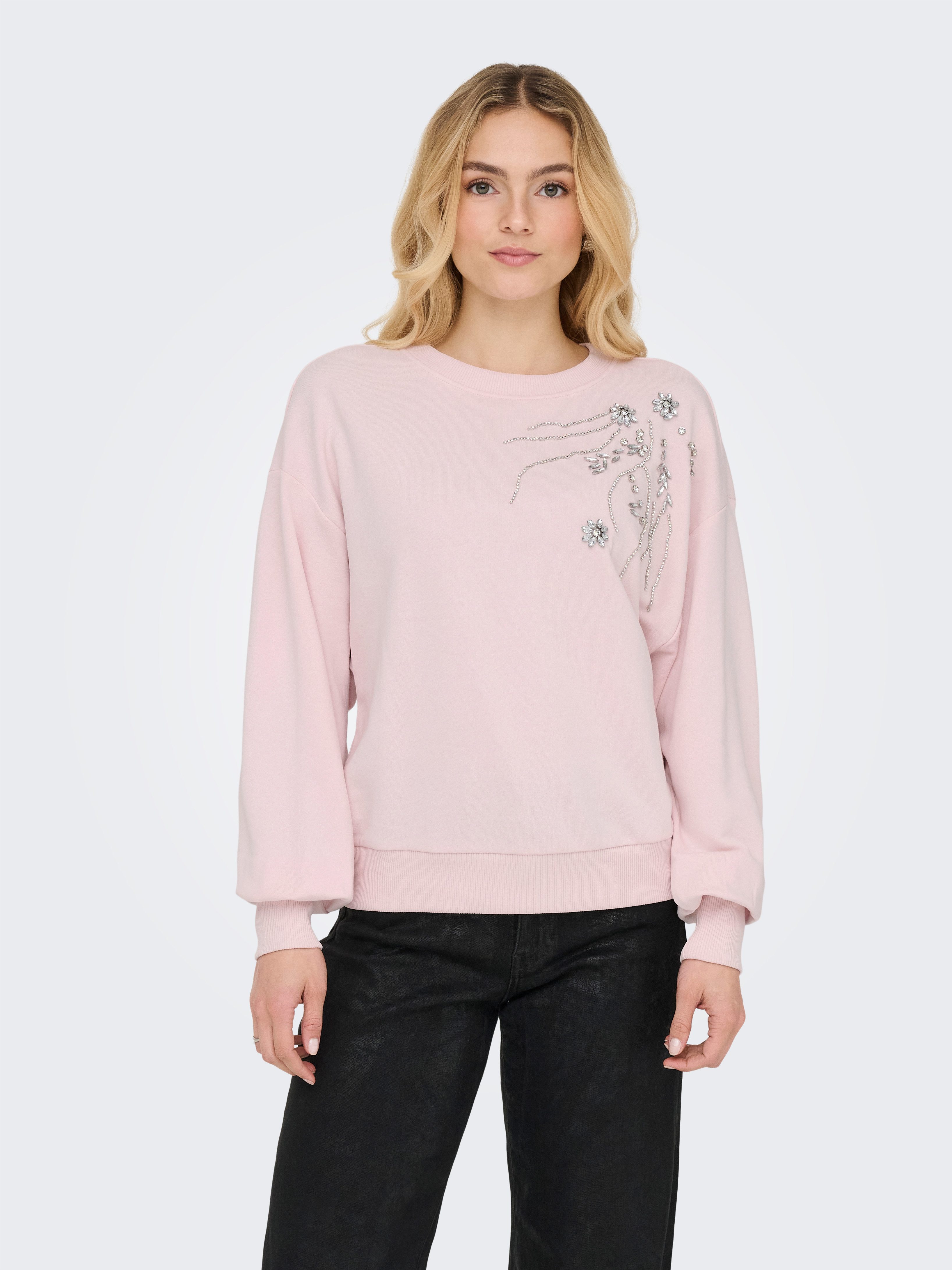 ONLY Sweatshirt ONLCAMELA BROOKE GLITTER LS ONECK UB SWT Baumwollmischung, günstig online kaufen