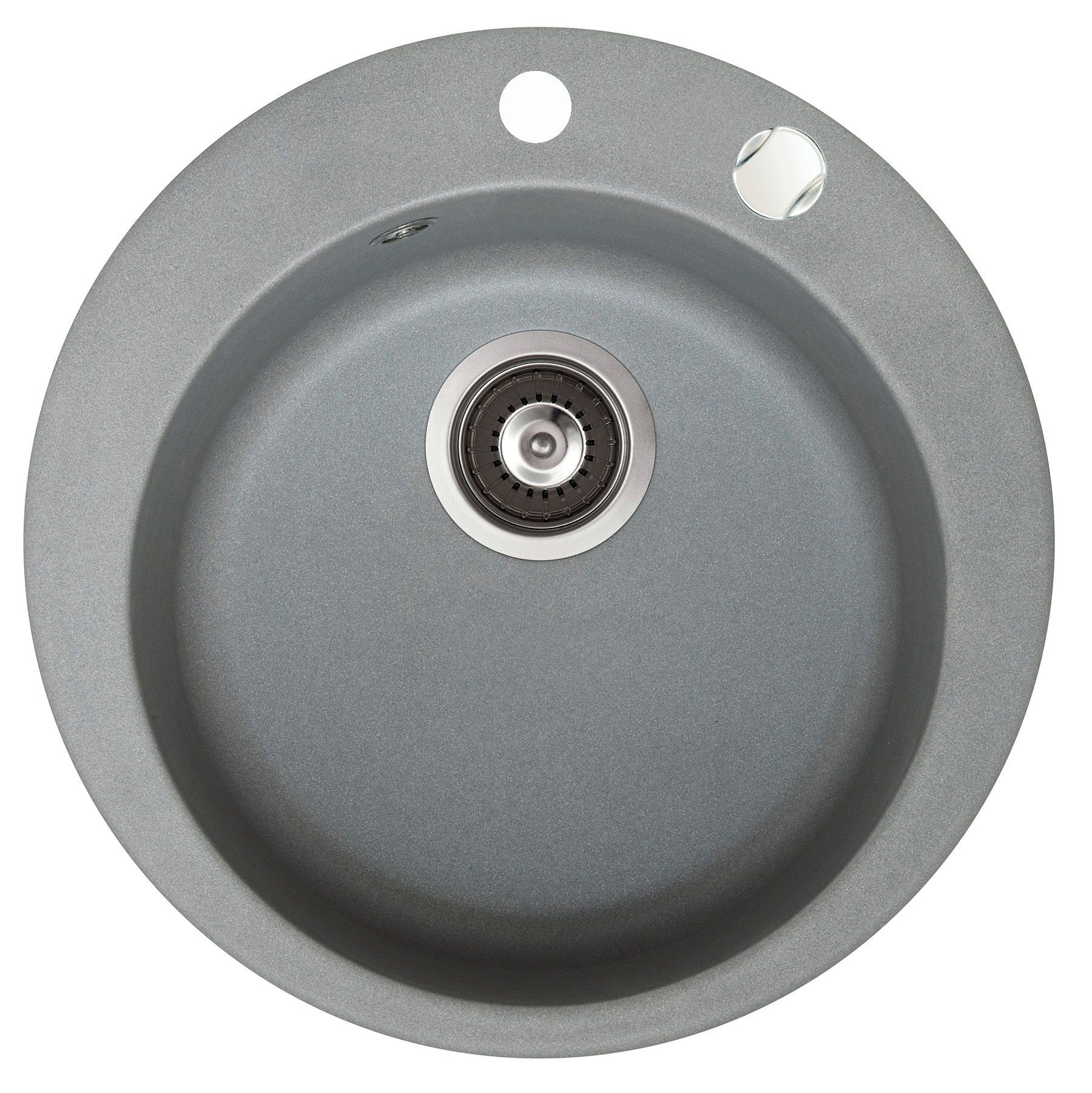 Faizee Möbel Granitspüle Granit Spüle Einbauspüle rund Spülbecken+Drehexcenter+Siphon 49cm, Rund