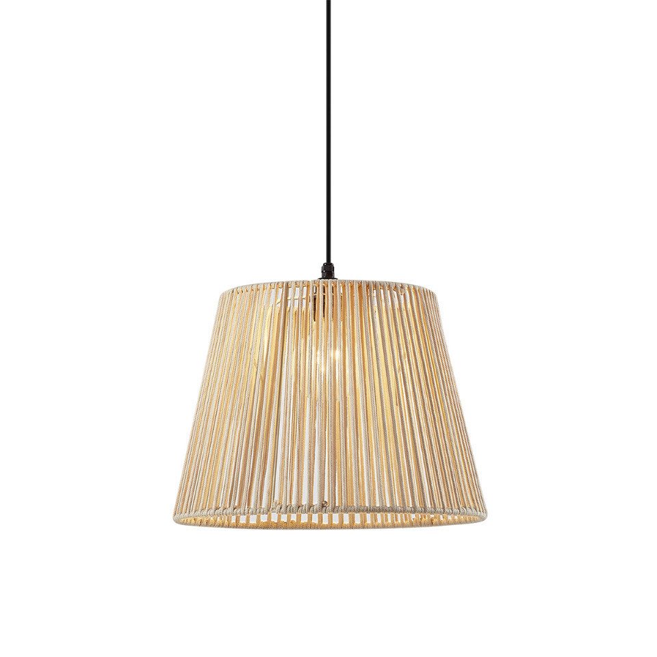 Qazqa Außen-Deckenleuchte Cava, ohne Leuchtmittel, Warmweiß, QAZQA Außen Hän­ge­leuchte, e27, Beige, Seil, Japandi