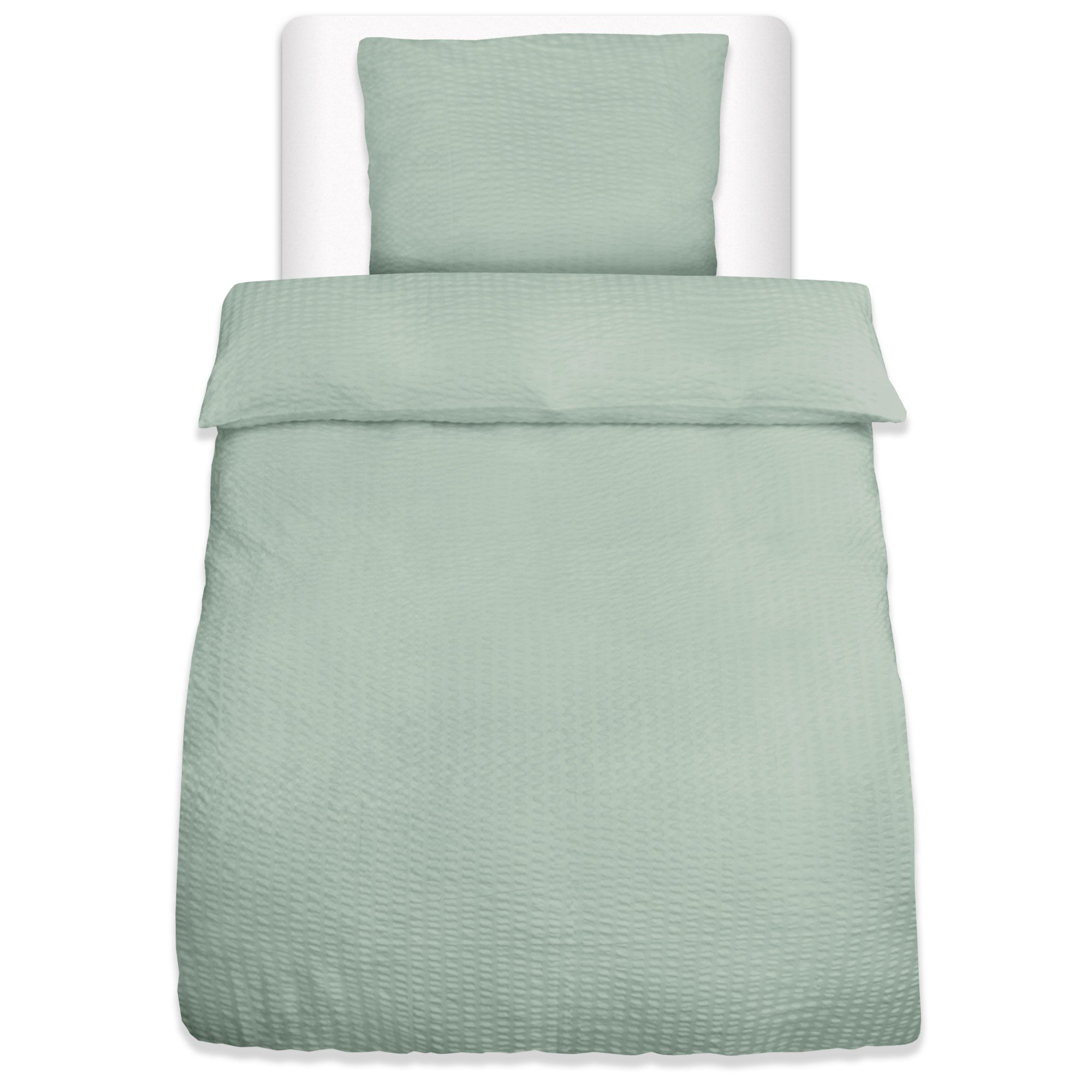Bettwäsche Meline, Beautissu, 100% Polyester, 2 teilig, Seersucker Bettwäsche Set mit Reißverschluss