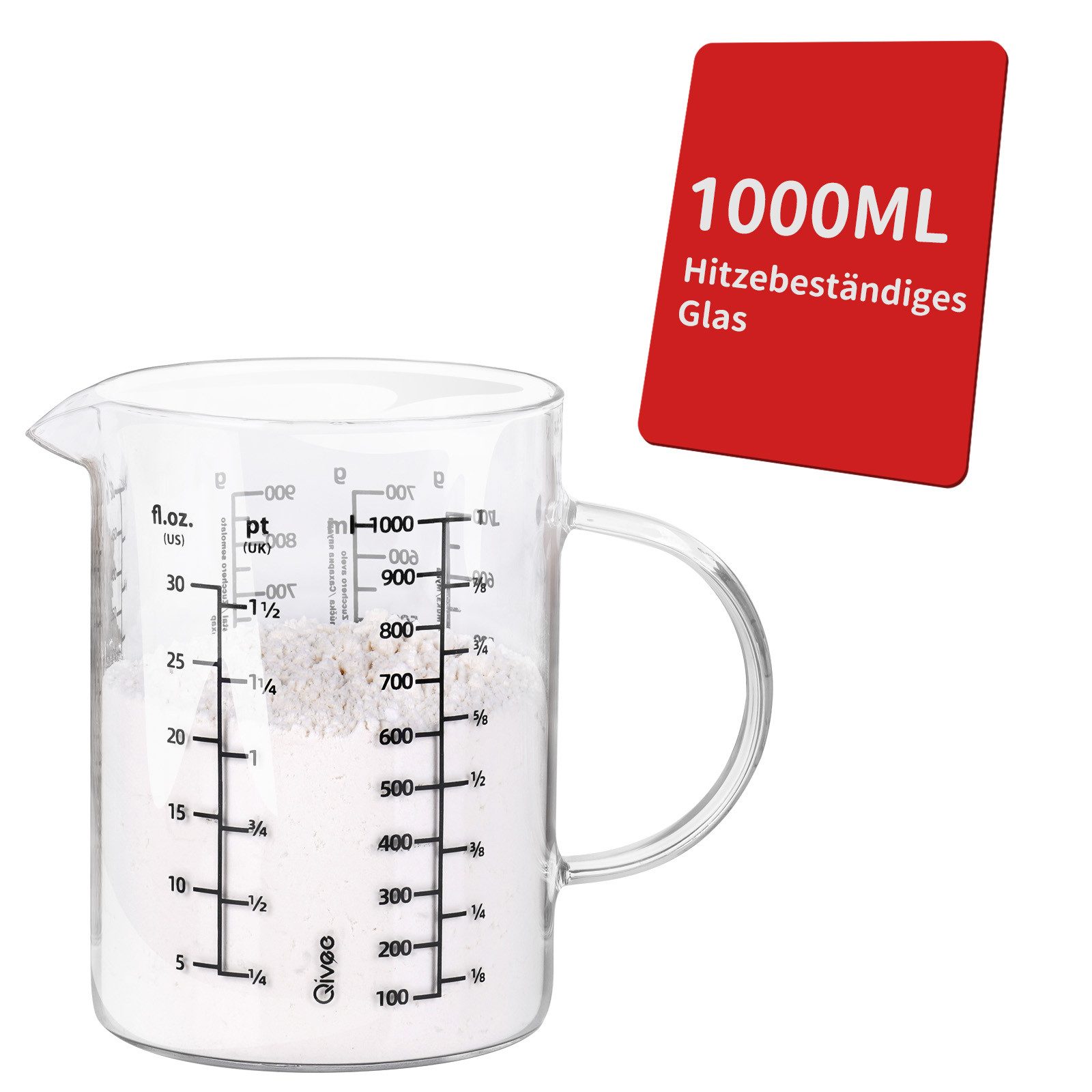 Qivee Messbecher Q30, (Einzelprodukt, 1-St., 1x Messbecher), Spülmaschinenfest