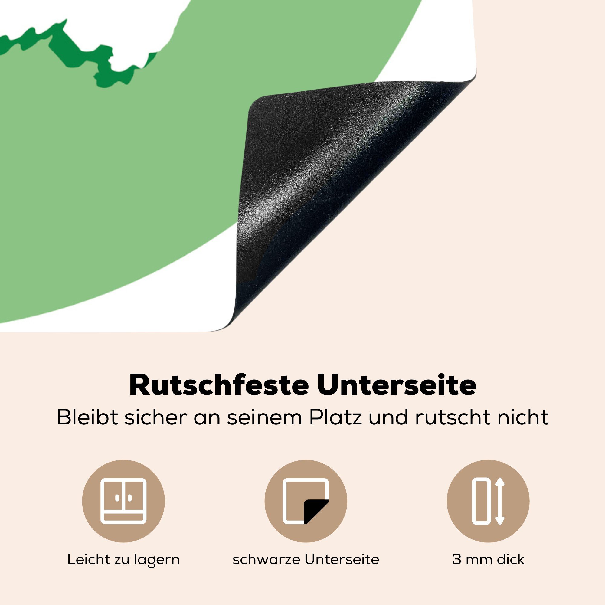 MuchoWow Herdblende-/Abdeckplatte Die illustrierten in (1 küche einem Piktogramm, von für tlg), 78x78 Grenzen Suriname Arbeitsplatte grünen cm, Ceranfeldabdeckung, Vinyl