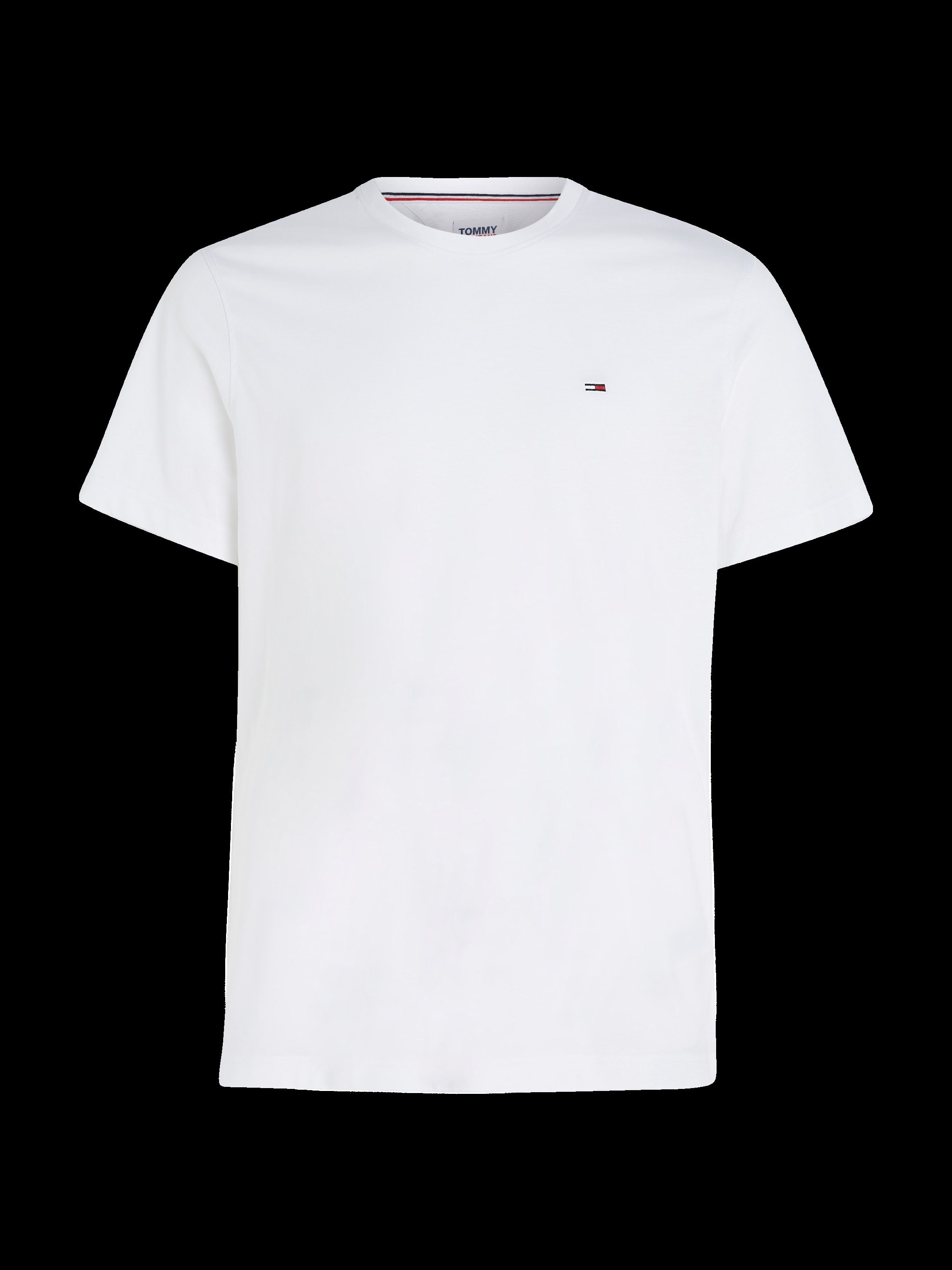 Regular und WHITE Fit Tommy Jeans SOLID TEE Rundhalsausschnitt dezenter ESSENTIAL TJM Logo-Flag T-Shirt mit CLASSIC