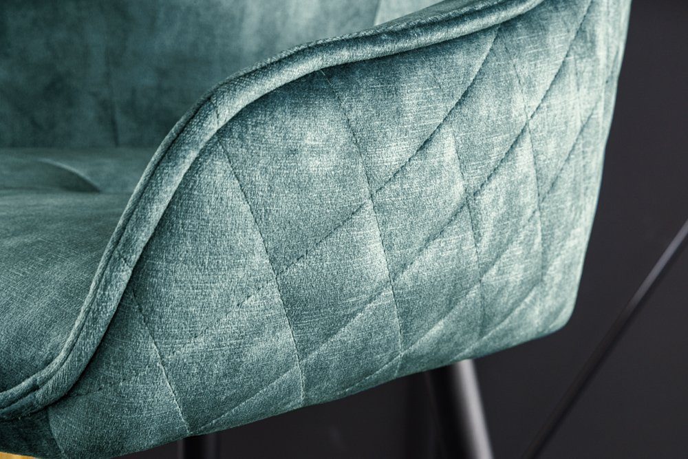 riess-ambiente Barhocker EUPHORIA petrol/schwarz – Samt, Metall-Beine, mit Lehne (Einzelartikel, 1 St), bequeme Polsterung mit Fußablage – ideal für Bar oder Kü – Bild 4 von 5