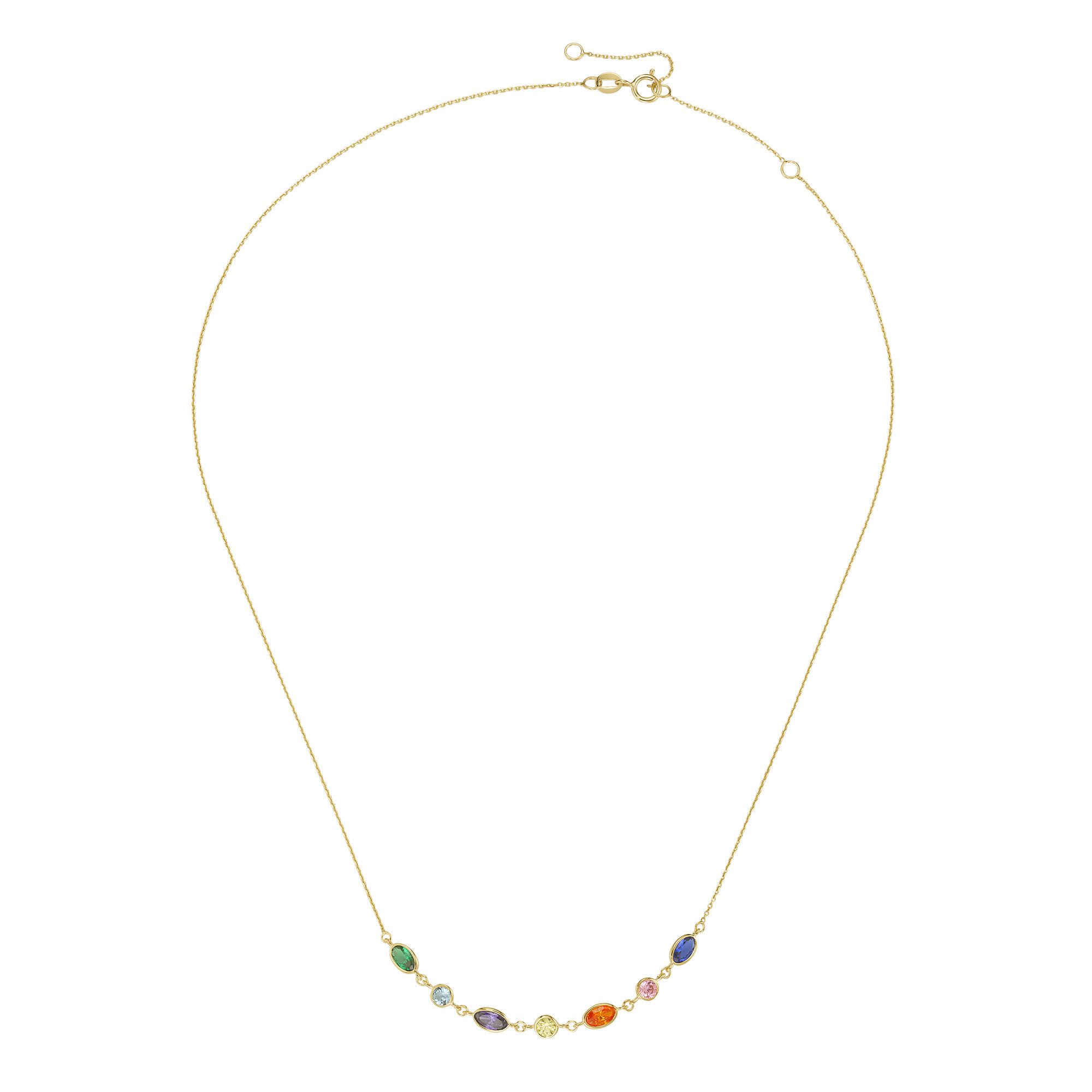 Collier mit farbigen Zirkonia, Gold 585