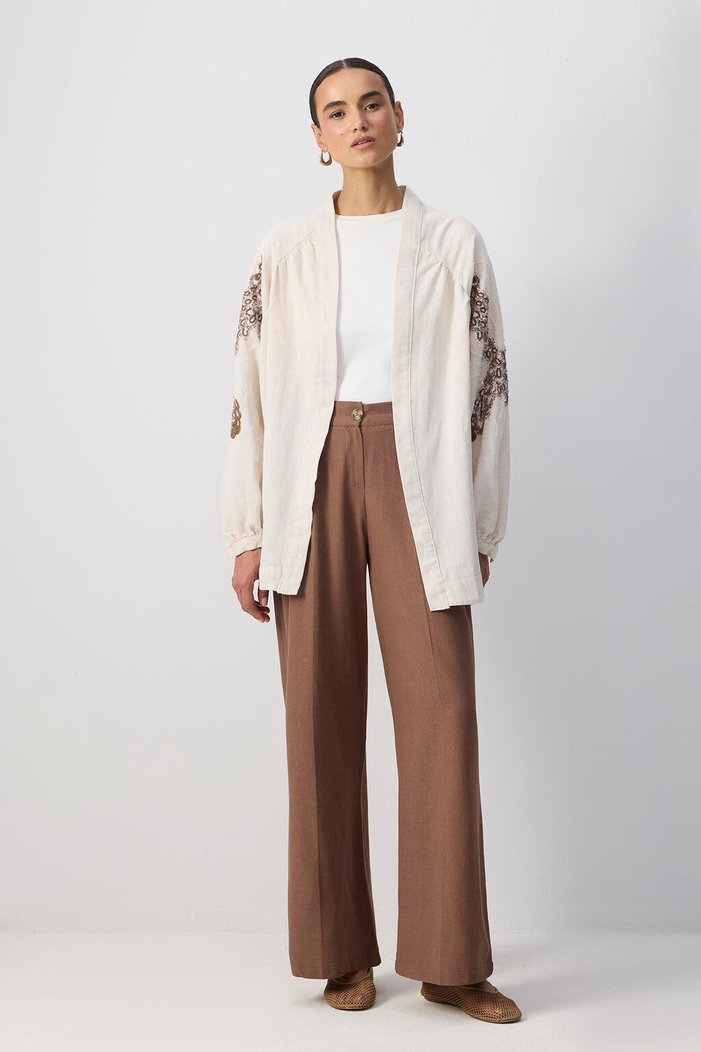 Maxikleid OVERSIZE-KIMONO MIT PAILLETTENSTICKEREI