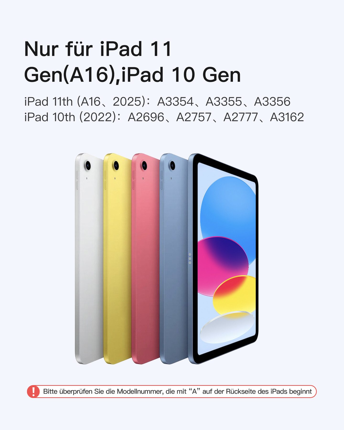 Inateck Magic Keyboard für 10.9-11 Zoll iPad A16 11/10 Gen, Air/Pro iPad-Tastatur (Freitragender Ständer, 7-Farbige Hintergrundbeleuchtung)