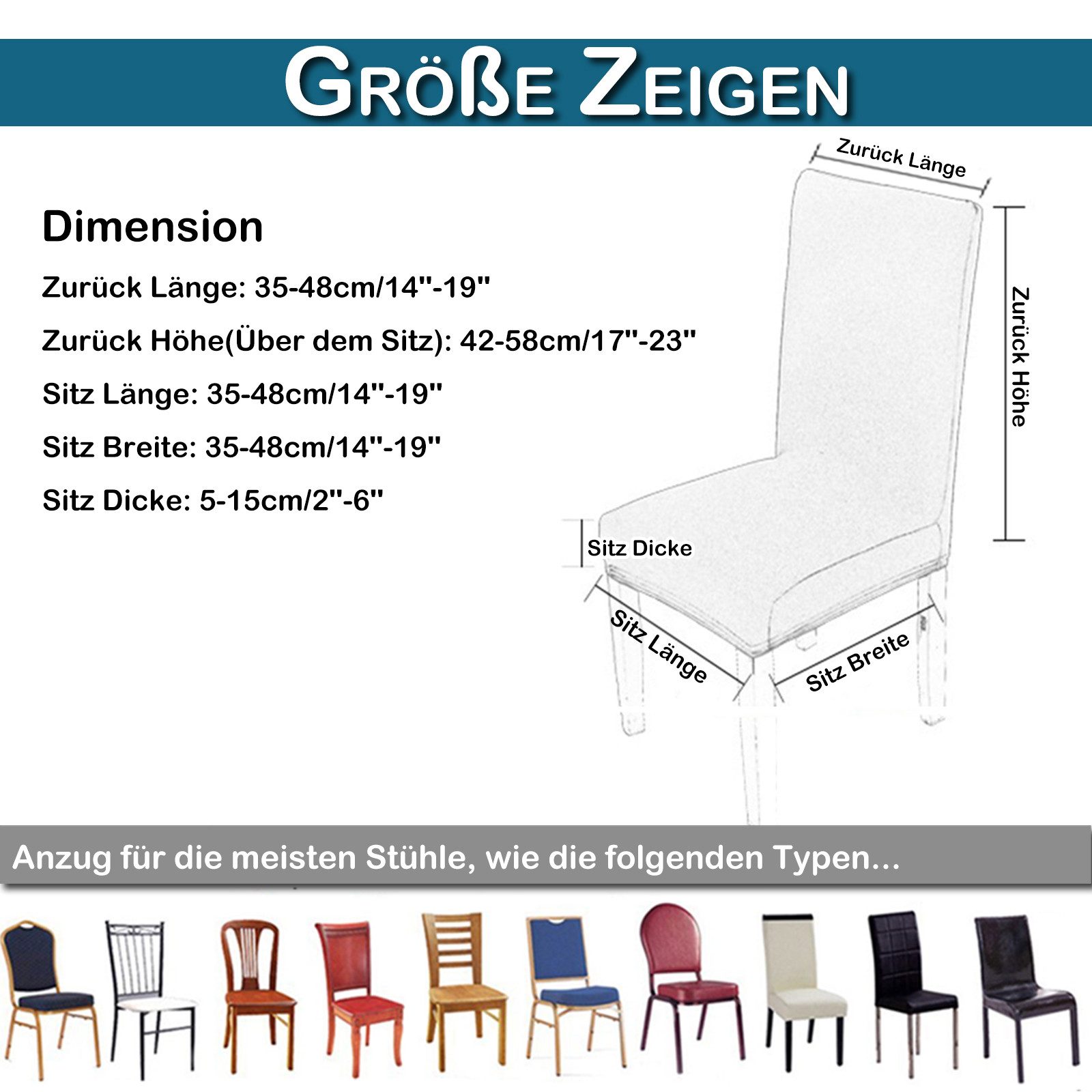 BTTO Sitzflächenhusse 1/6/8 er-Set Stuhlhussen Großer Blatt-Jacquard Stuhlbezug, Stretch Esszimmer-Sitzbezüge, Heimtextilien,Einfarbig
