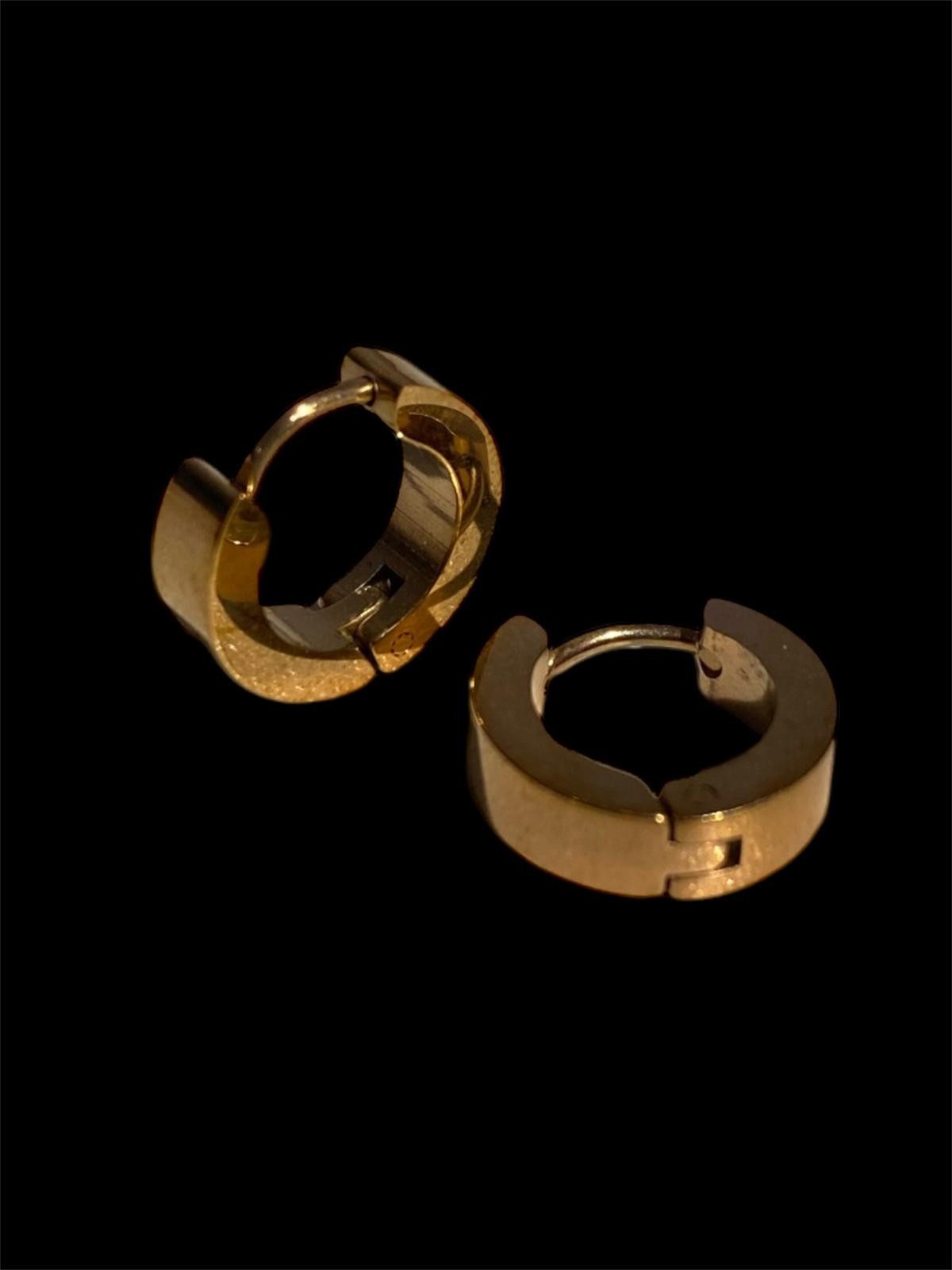 Eden Stone Klappcreolen Klassische Goldfarbene Creolen Ohrringe 4mm Klapp-Creolen Edelstahl (1-tlg)