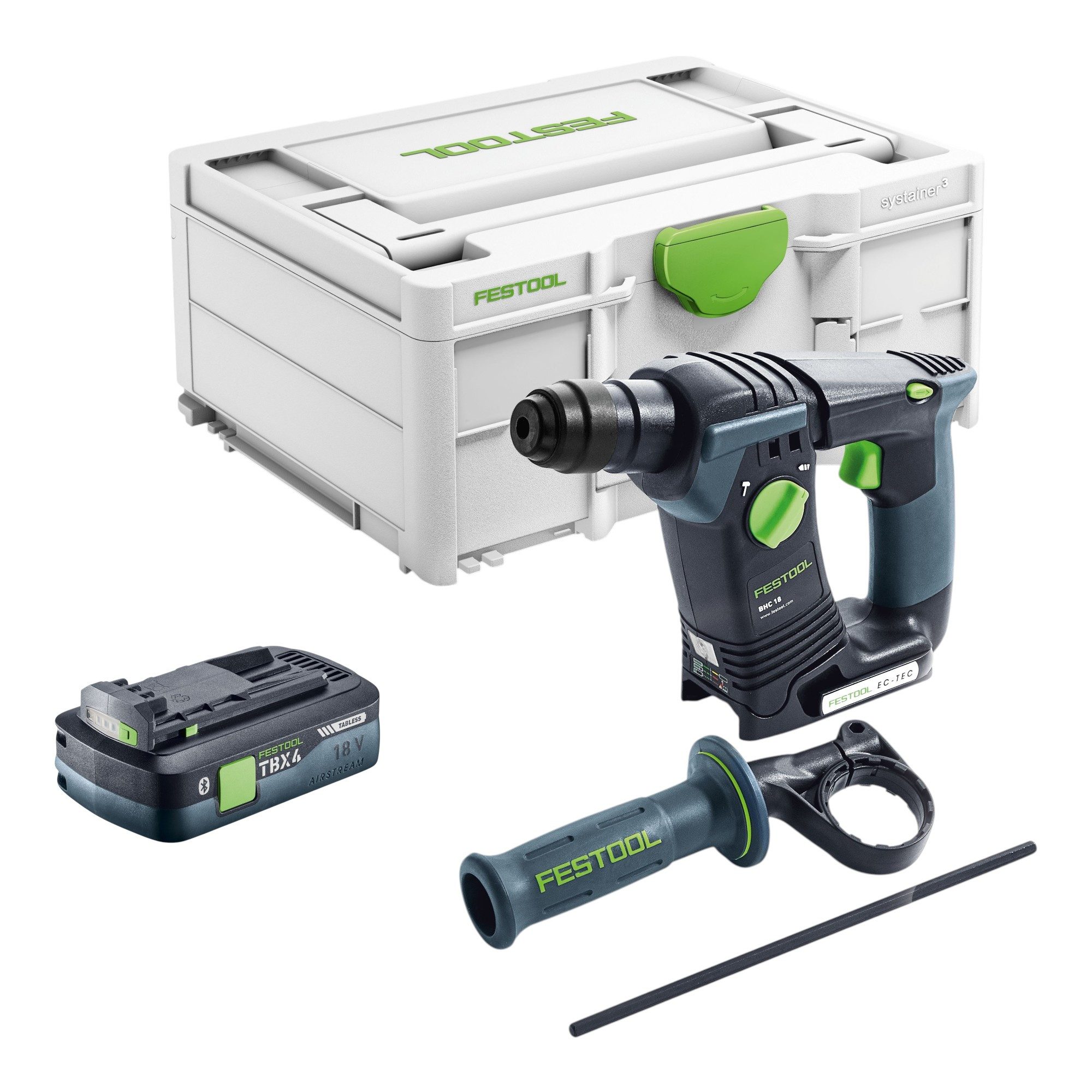 FESTOOL Akku-Bohrhammer BHC 18-Basic Akku Bohrhammer 18 V 1,8 J SDS Plus Brushless + 1x Akku