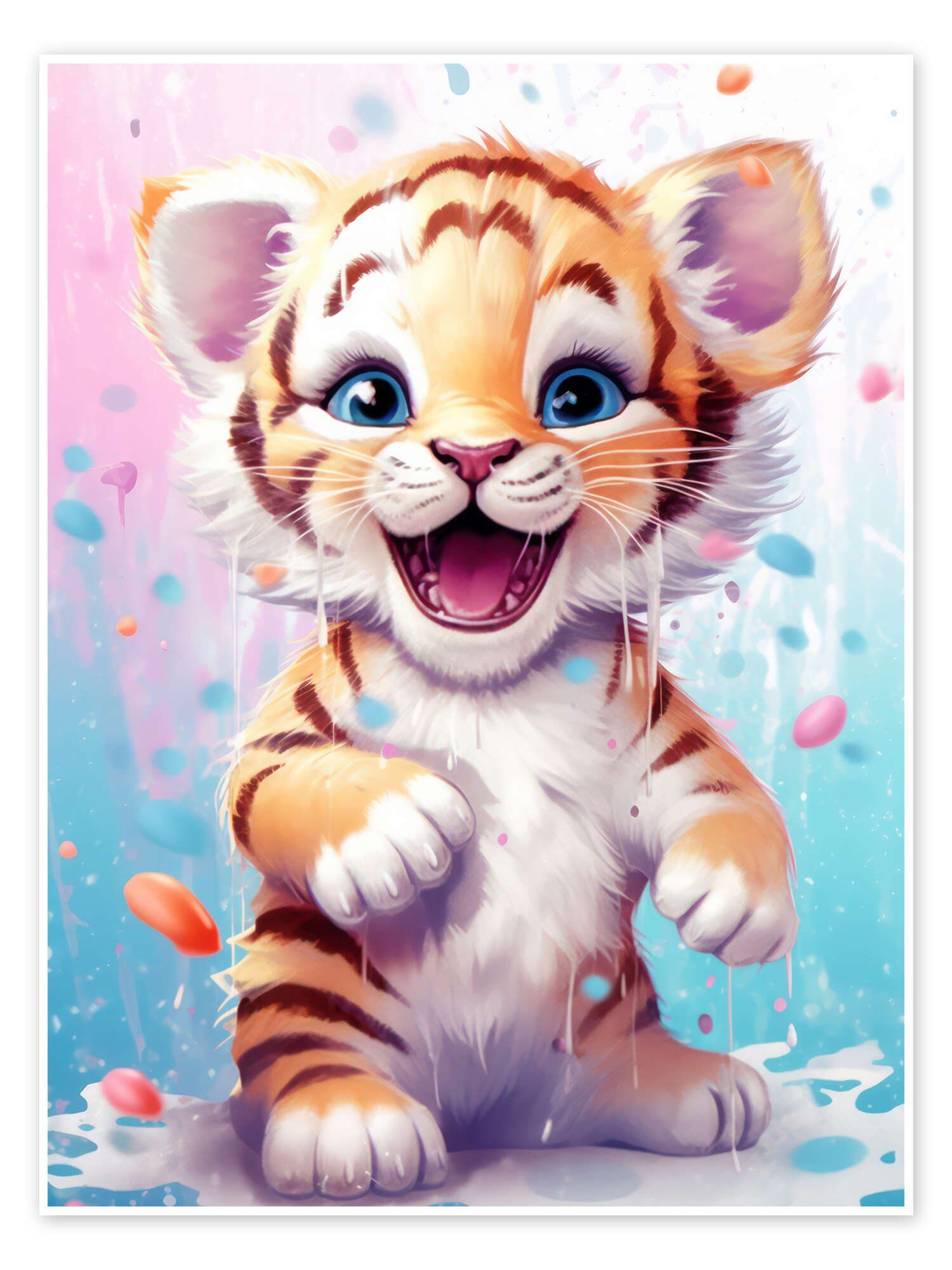 Posterlounge Wandbild Lustiges Tigerbaby, Dolphins DreamDesign, erhältlich als Poster, Leinwandbild, Wandsticker oder Acrylglasbild