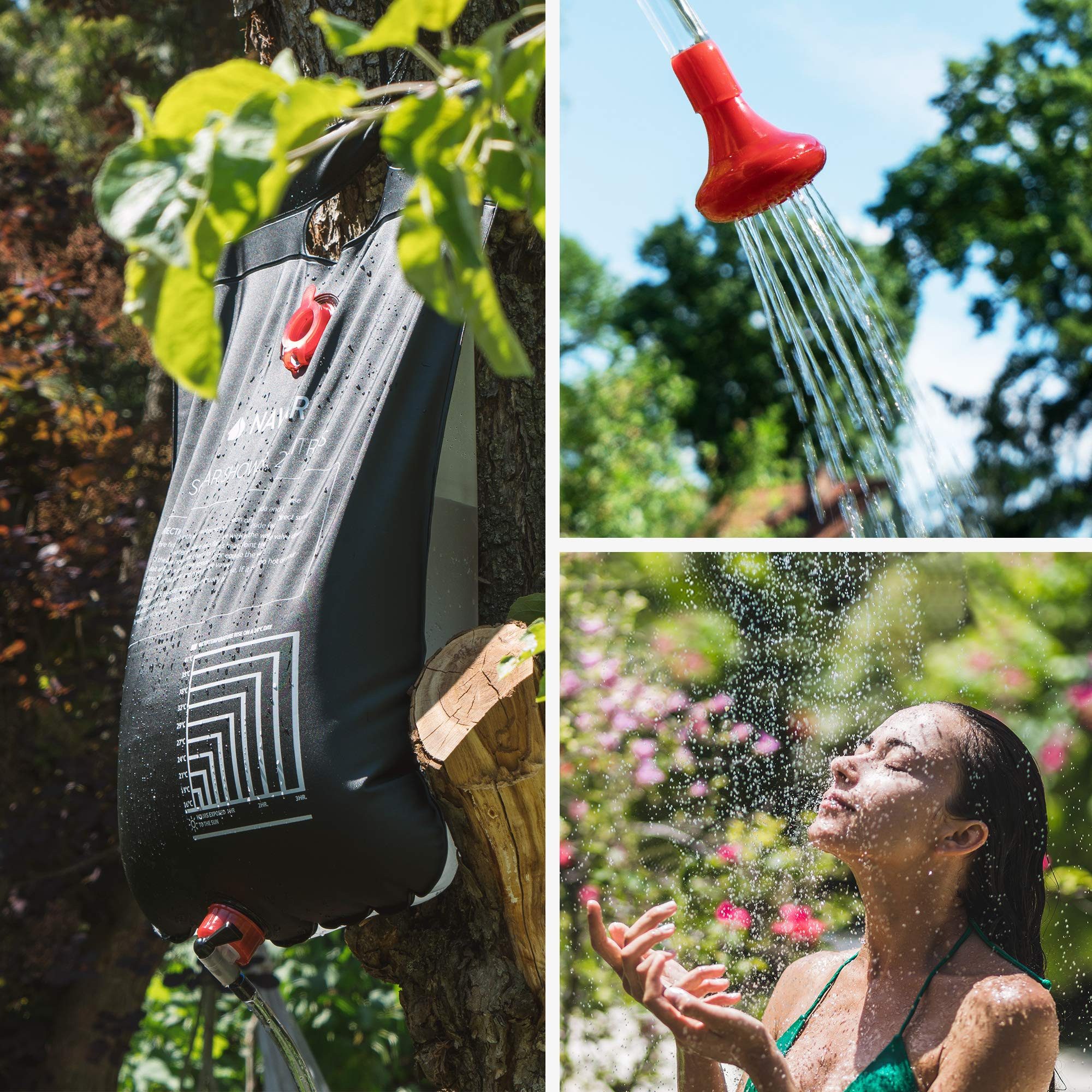 Navaris Gartendusche Navaris 2er Campingdusche solar 20 L, kompakt und mobil