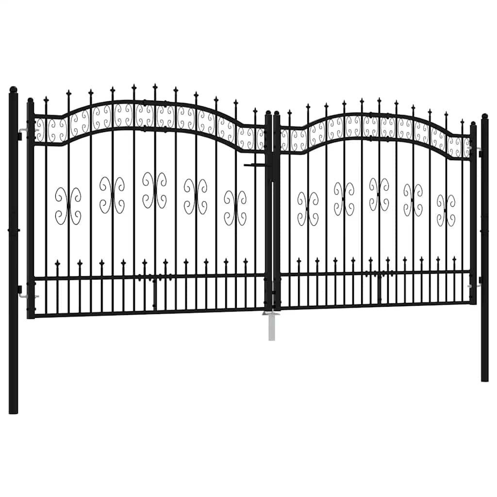 vidaXL Gartentor Gartentor KAMPEN mit Speerspitze Schwarz 302 x 125 cm Stahl
