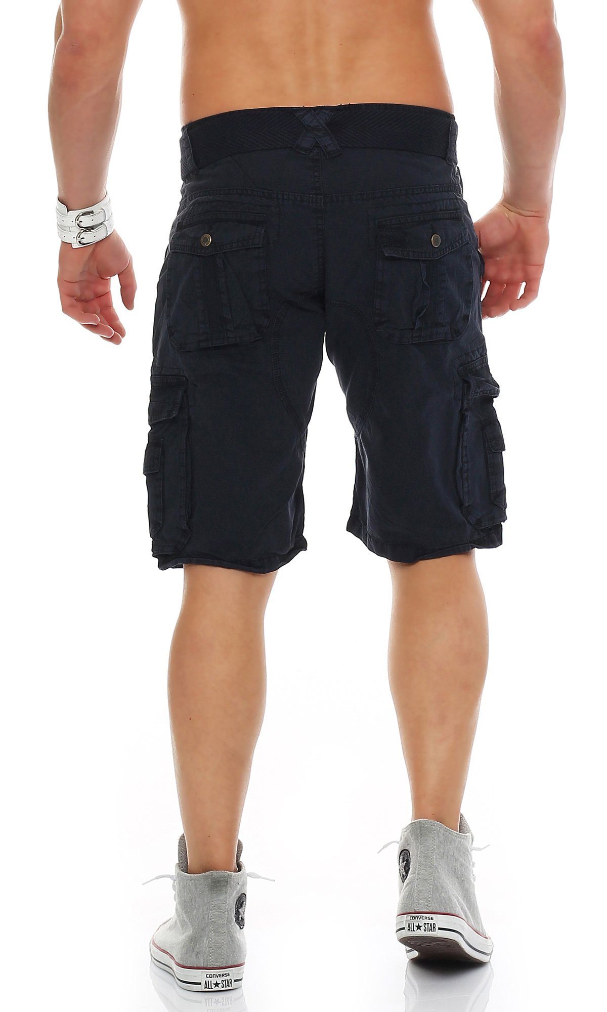 unifarben Gürtel) (mit Navy Hose, Norway Shorts kurze Herren Geographical Cargoshorts Shorts, abnehmbarem PARACHUTE