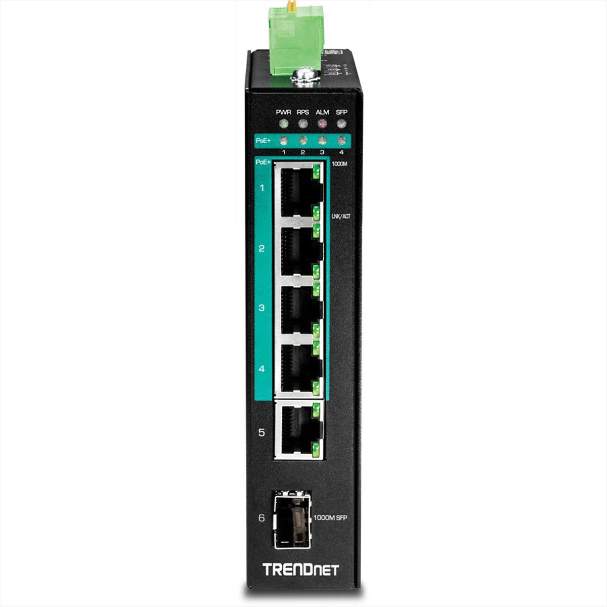 Switch Gigabit Layer 2 6-Port DIN-Rail Trendnet TI-PG541i PoE+ Netzwerk-Switch Industrial