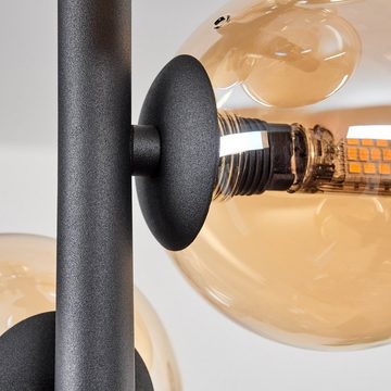 hofstein Deckenleuchte Deckenlampe aus Metall/Glas in Schwarz/Bernstein, ohne Leuchtmittel, Leuchte mit Schirmen aus Glas (10 cm), 8 x G9, ohne Leuchtmittel