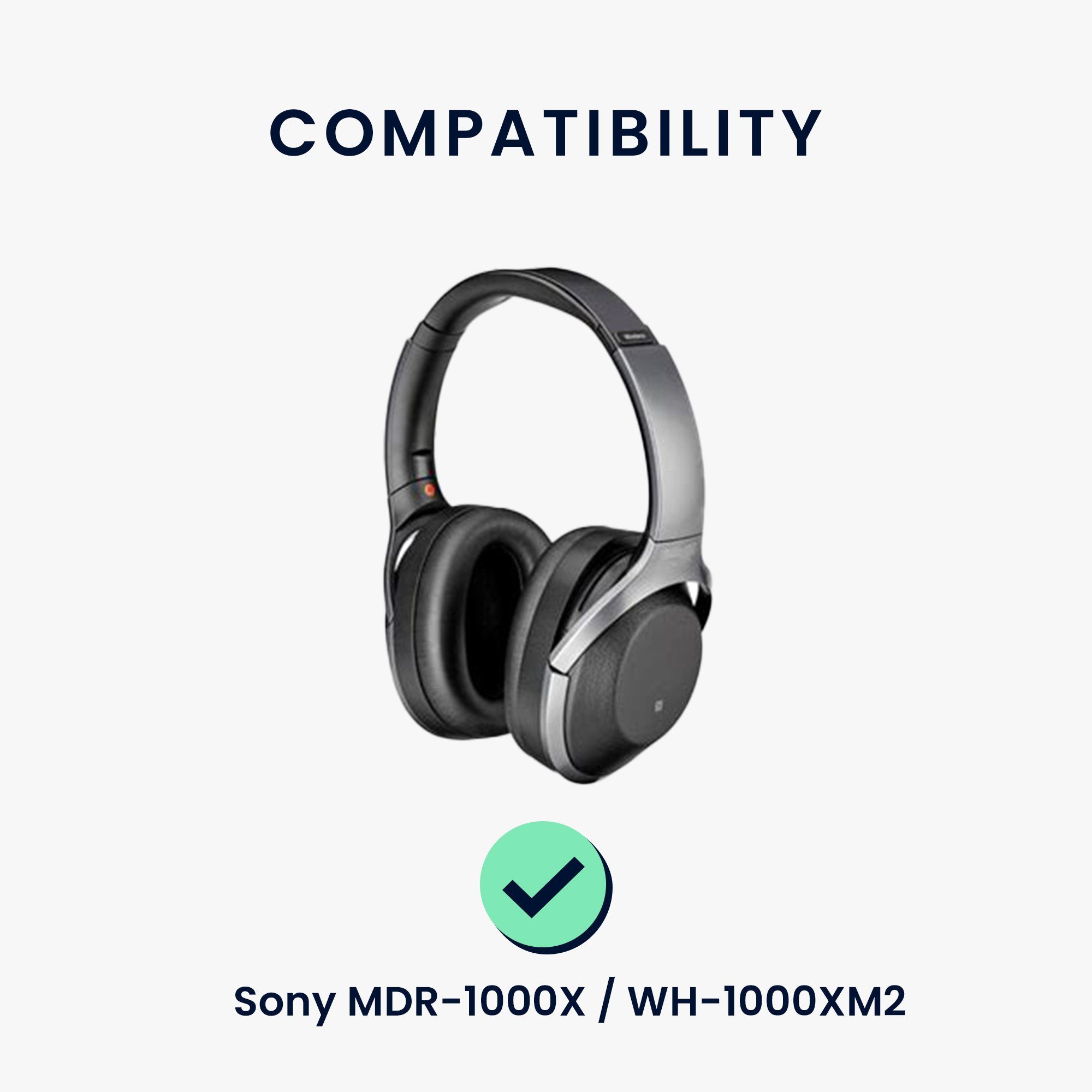 für 2x Polster Ear Kunstleder Sony Headphones) Grau Over MDR-1000X für Ohrpolster / (Ohrpolster WH-1000XM2 Polster kwmobile - Ohr Kopfhörer