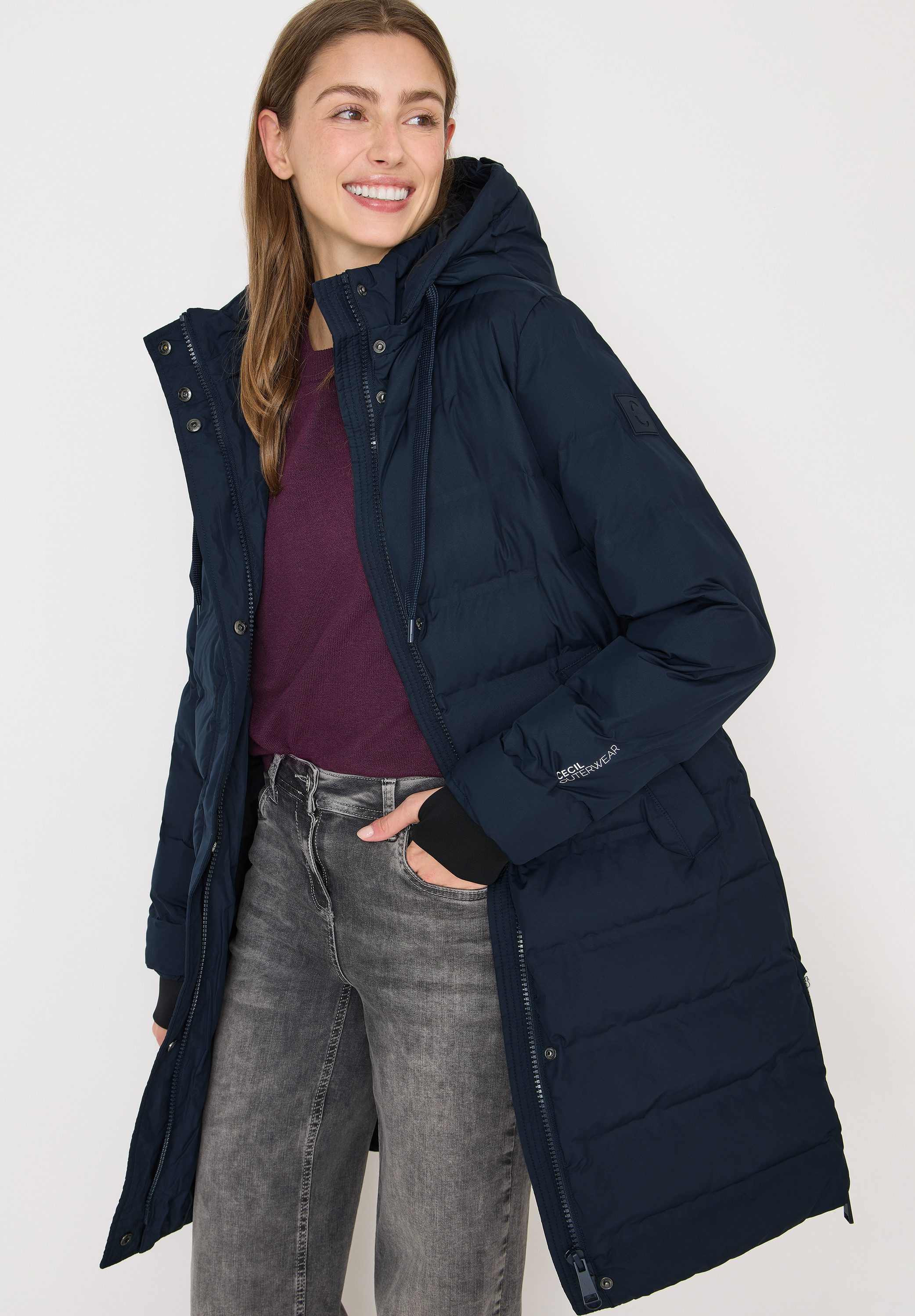 CECIL Steppmantel mit Kapuze