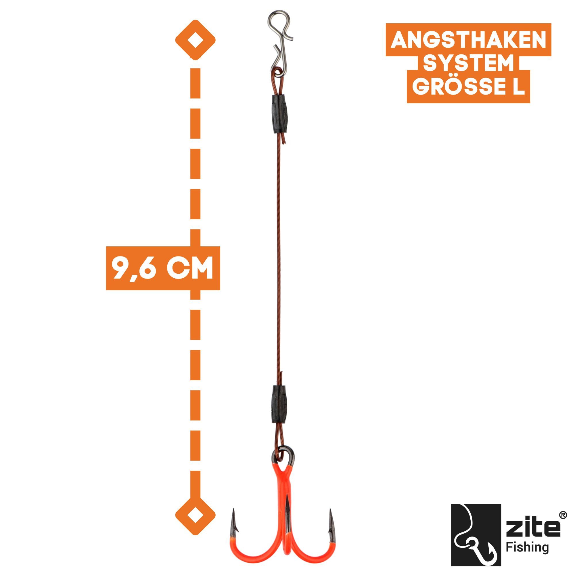 Zite Drillingshaken Angsthaken System #6, #8, #10 UV-Aktiv Fertigmontage Raubfisch-Angeln