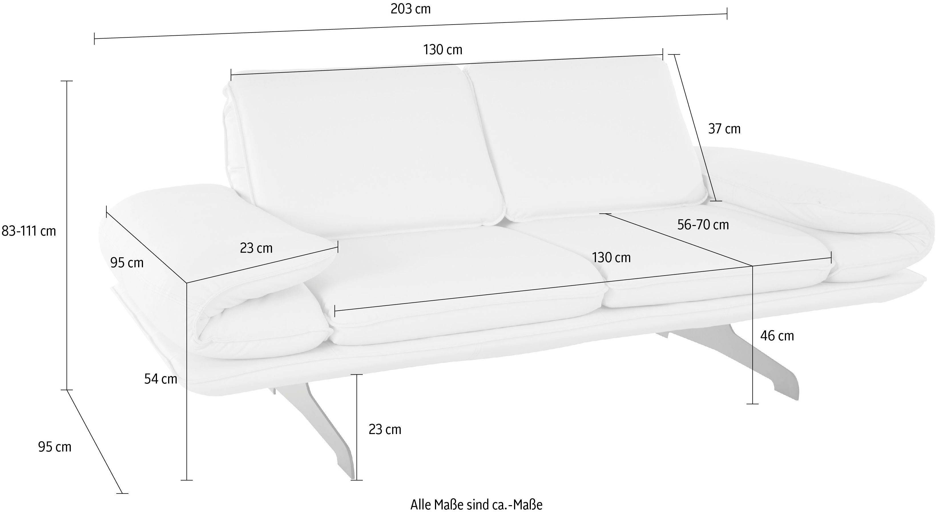 2-Sitzer und collection Kufenfüßen mit Armlehnen- Rückenfunktion, New aus wahlweise Metall mit York, DOMO