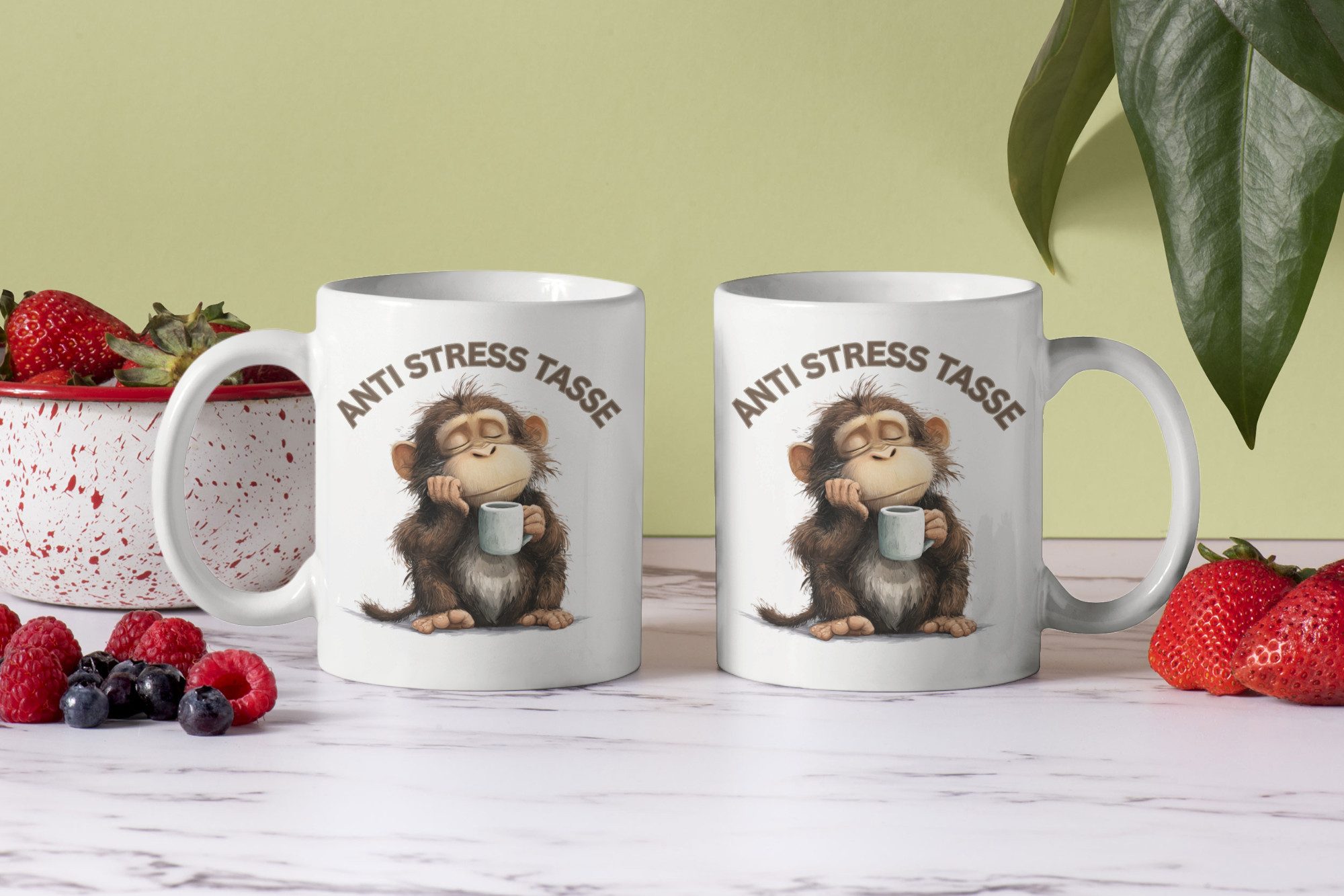 WS-Trend Tasse Anti Stress Affe Kaffeetasse Teetasse Tasse Geschenkidee 325 ml, Keramik