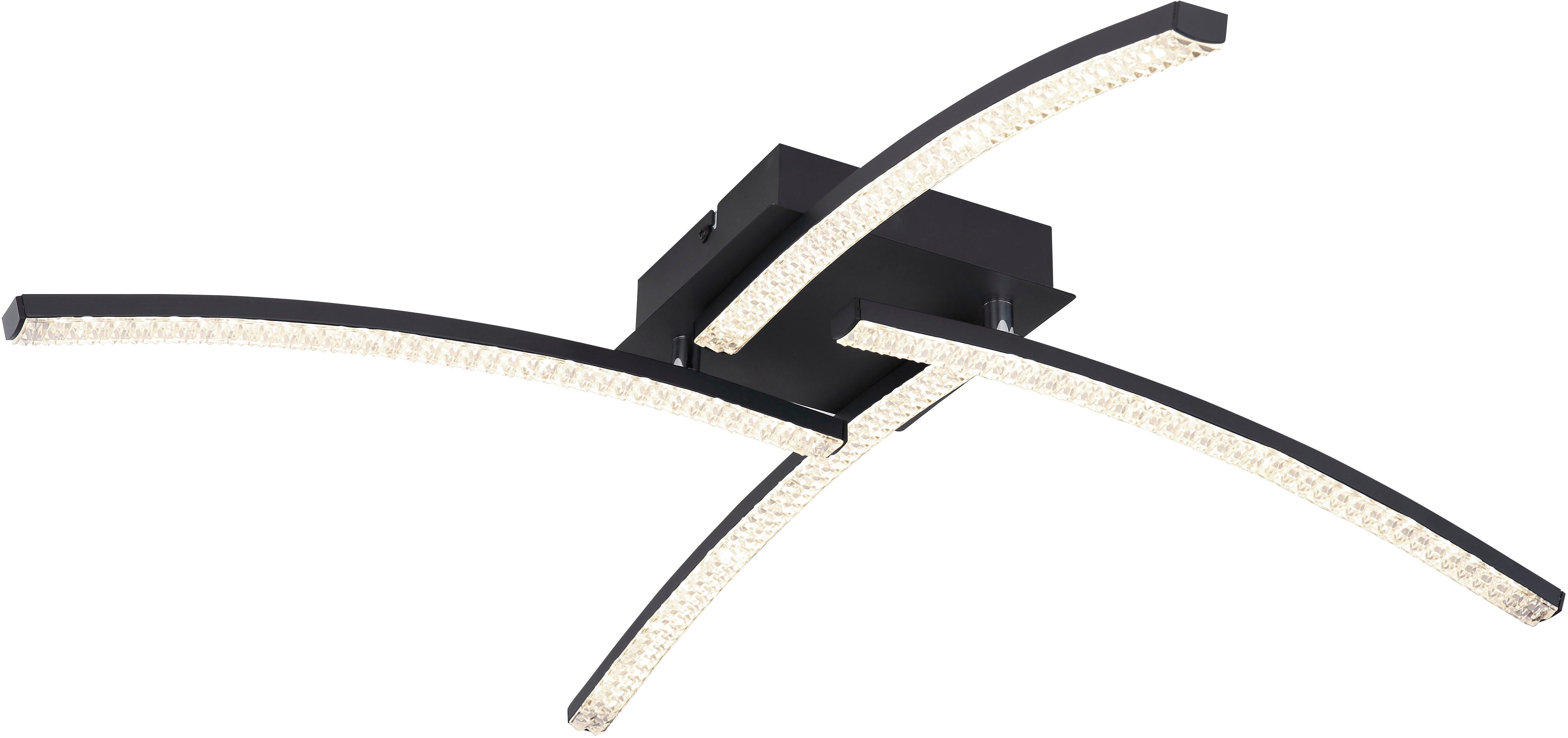 GLOBO LIGHTING Deckenleuchte JULES, LED fest integriert, Deckenleuchte Schwarz, Acrylkristalle, Memory, LED 24W