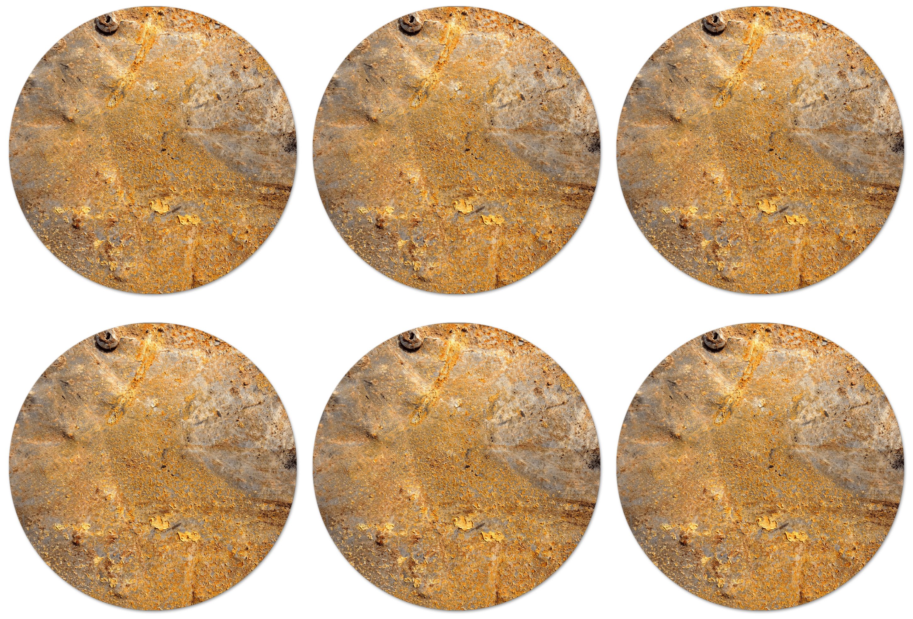 MuchoWow Glasuntersetzer Metall - Rost - Gold - Grau - Textur, Zubehör für Gläser, 6-tlg., Getränkeuntersetzer, Rund, Tassenuntersetzer Kork, 10x10 cm