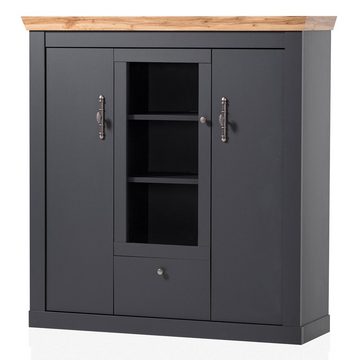 Lomadox Highboard CESENA-61, Hochkommode in anthrazit mit Wotan Eiche Nb., B/H/T ca. 141/146/45 cm