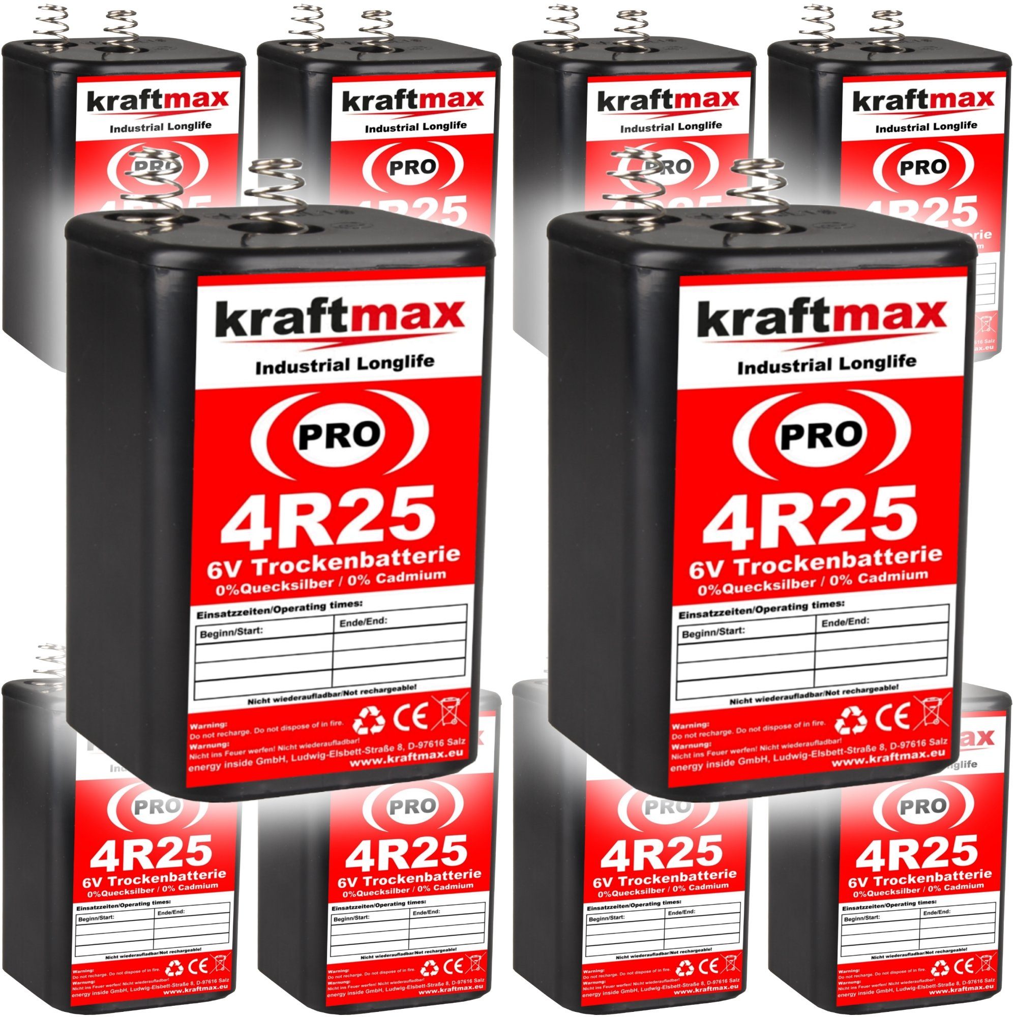 kraftmax 10er Pack 4R25 PRO - Industrial Longlife Blockbatterie Batterie, (1 St)