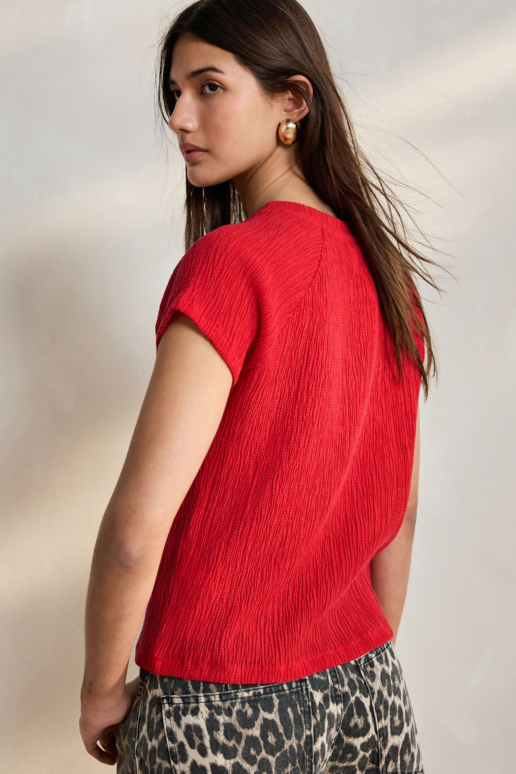 Next T-Shirt Strukturiertes Top mit Raglanärmeln, Kurzgröße (1-tlg) günstig online kaufen