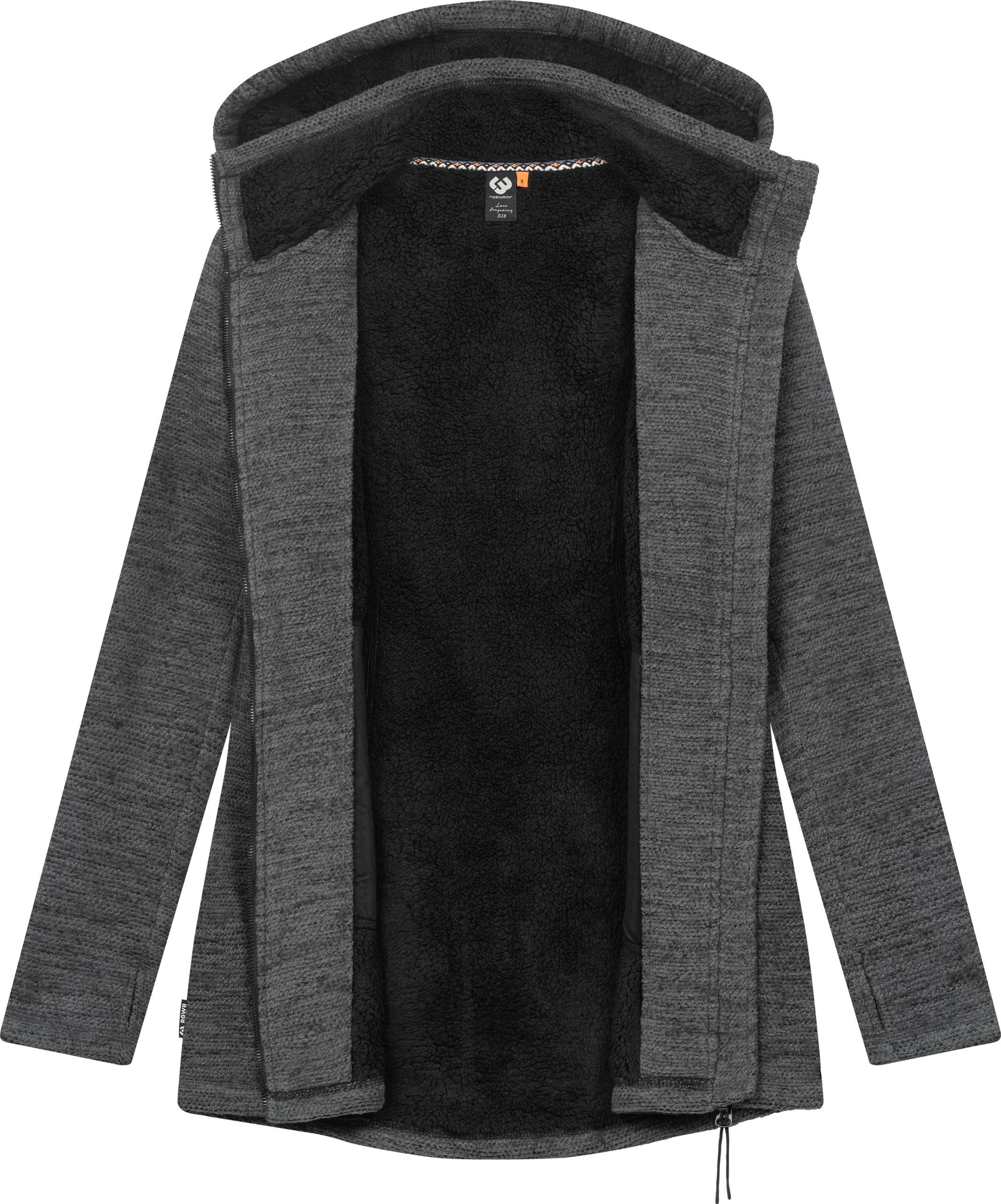 Ragwear Longstrickjacke Leysha Melange Sportliche Kapuzenjacke in melierter Strick-Optik