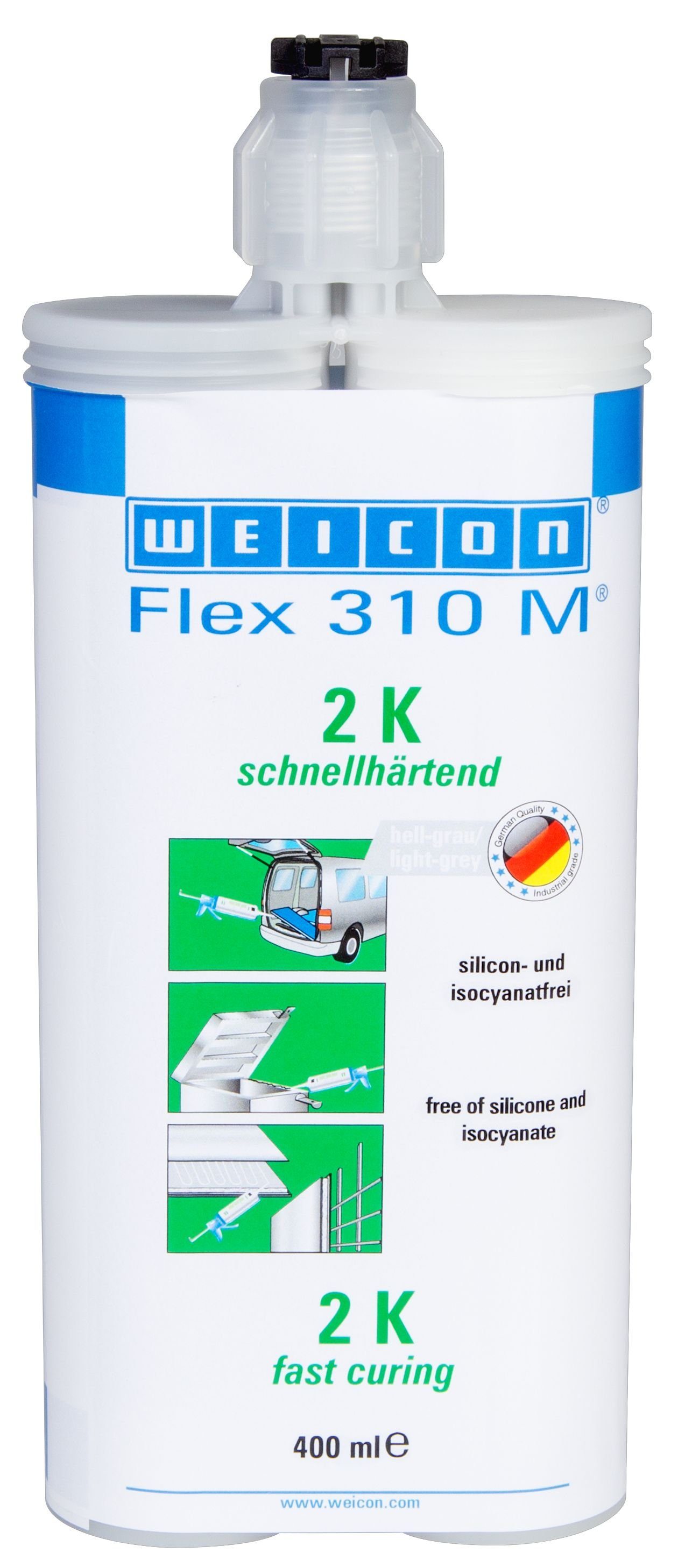 WEICON 2-Komponentenkleber Flex 310 M® 2 K, elastischer Klebstoff, schnellhärtend, (Packung, 1-tlg), sehr haftstark