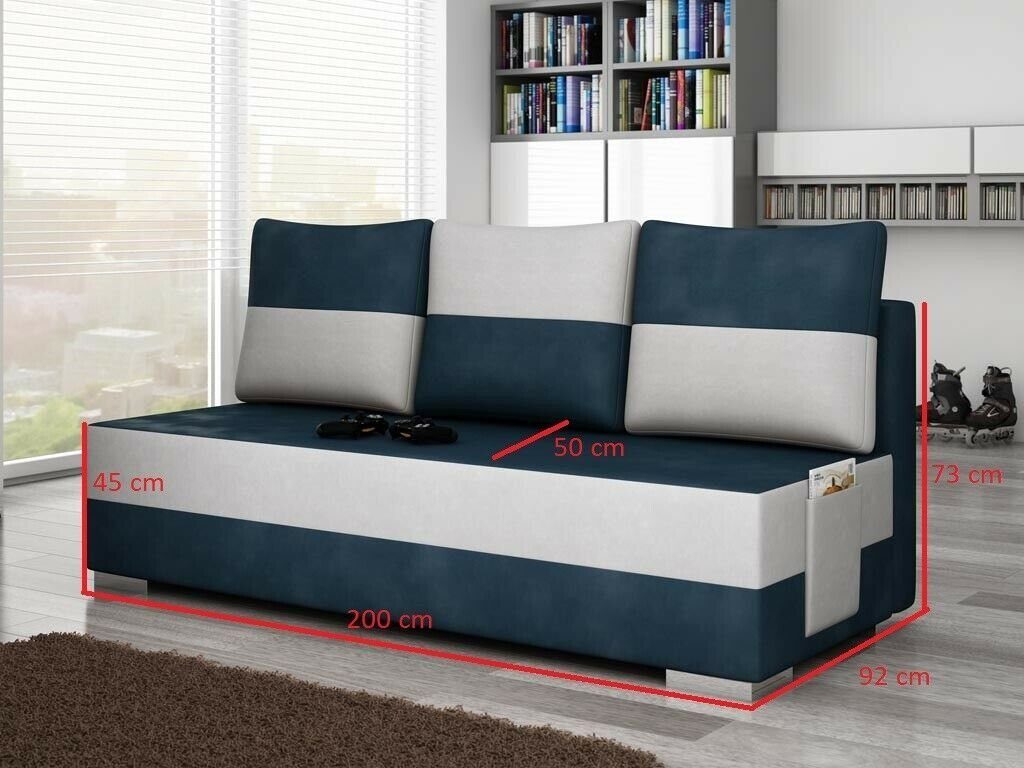 JVmoebel Sofa Braun-weißer Dreisitzer luxus Sofa 3-er Textilmöbel Couch Neu, Made in Europe Blau / Weiß