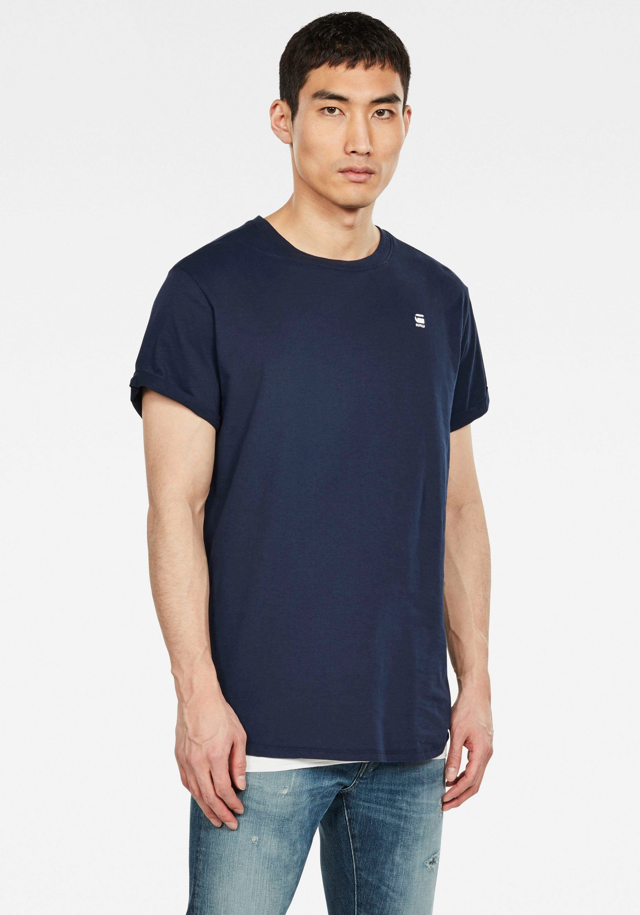 G-Star Logo navy-meliert kleinem Lash RAW mit T-Shirt Stitching