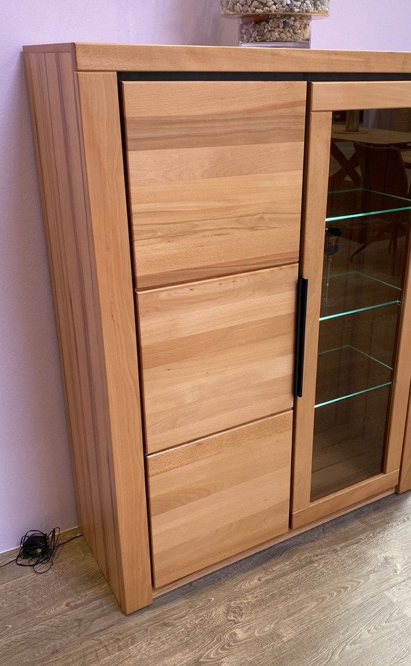 ELFO Highboard Vitrine Highboard Brest Kernbuche geölt Teilmassiv Breite 160cm