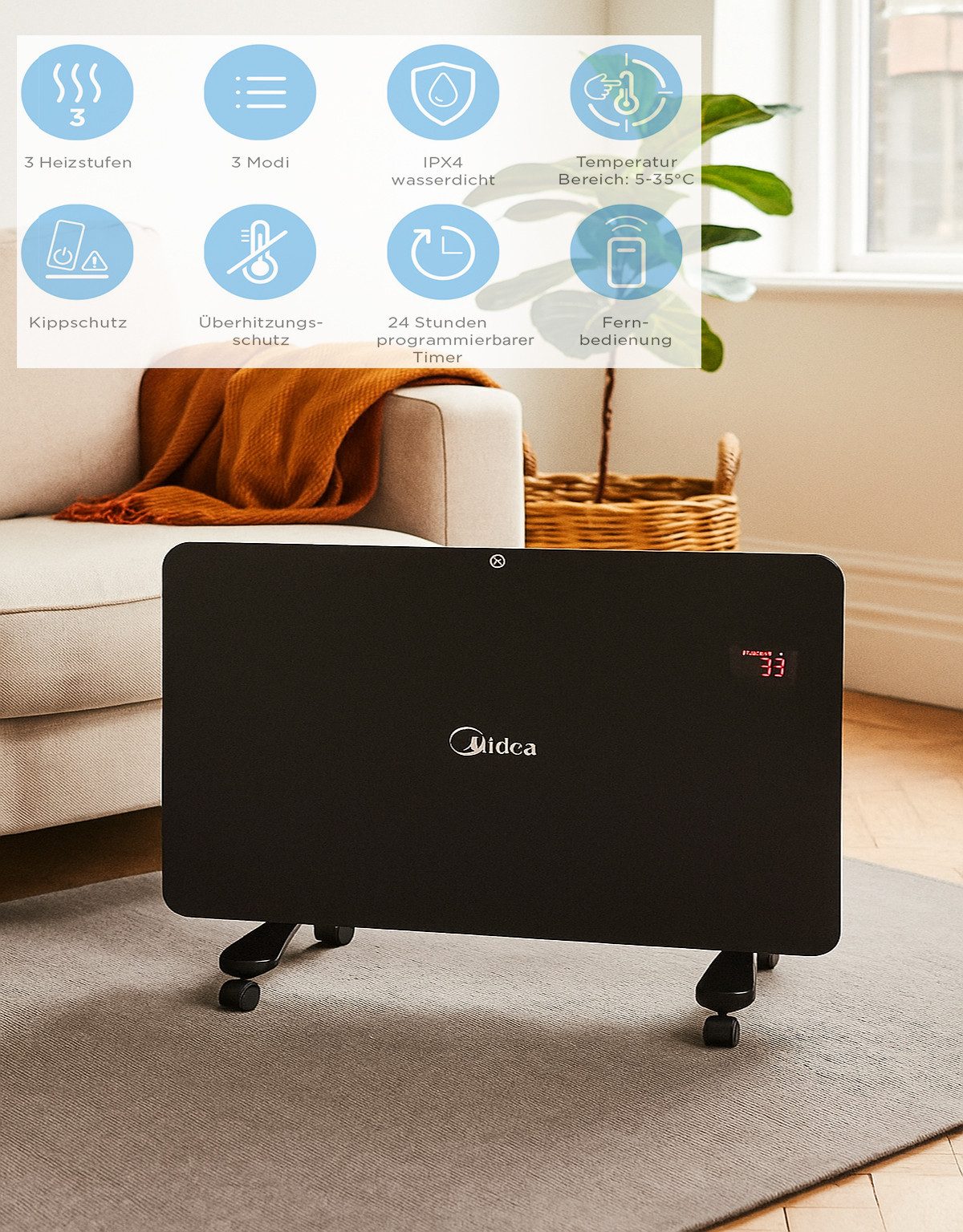 Midea Konvektor elektrische Heizung, 1500.00 W, günstig online kaufen