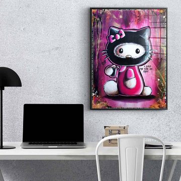 DOTCOMCANVAS® Acrylglasbild Hello Graffiti Kitty - Acrylglas, Acrylglasbild Hello Graffiti Kitty Pop Art Painting Wandbild pink