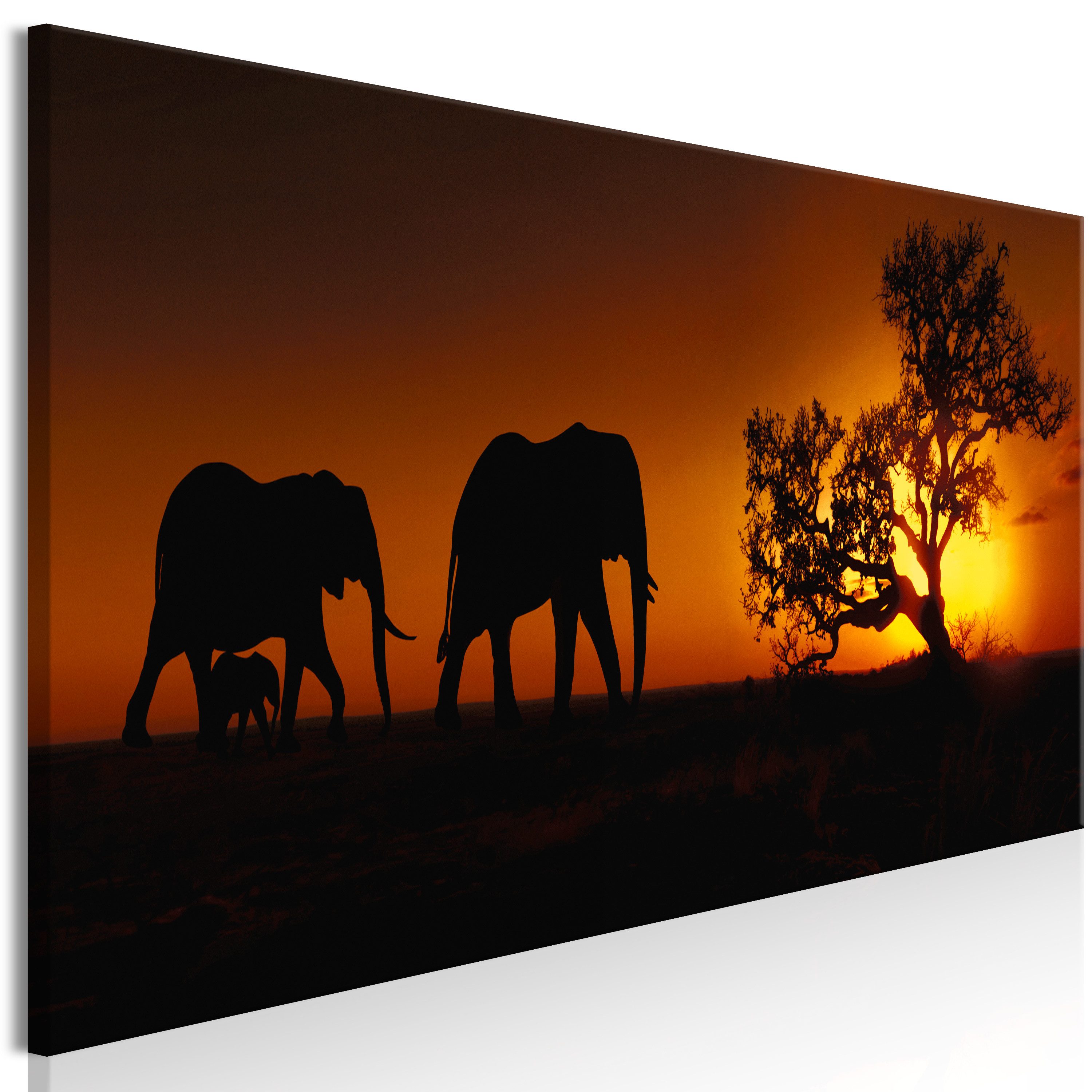 Wandbild Elephant Family (Orange)