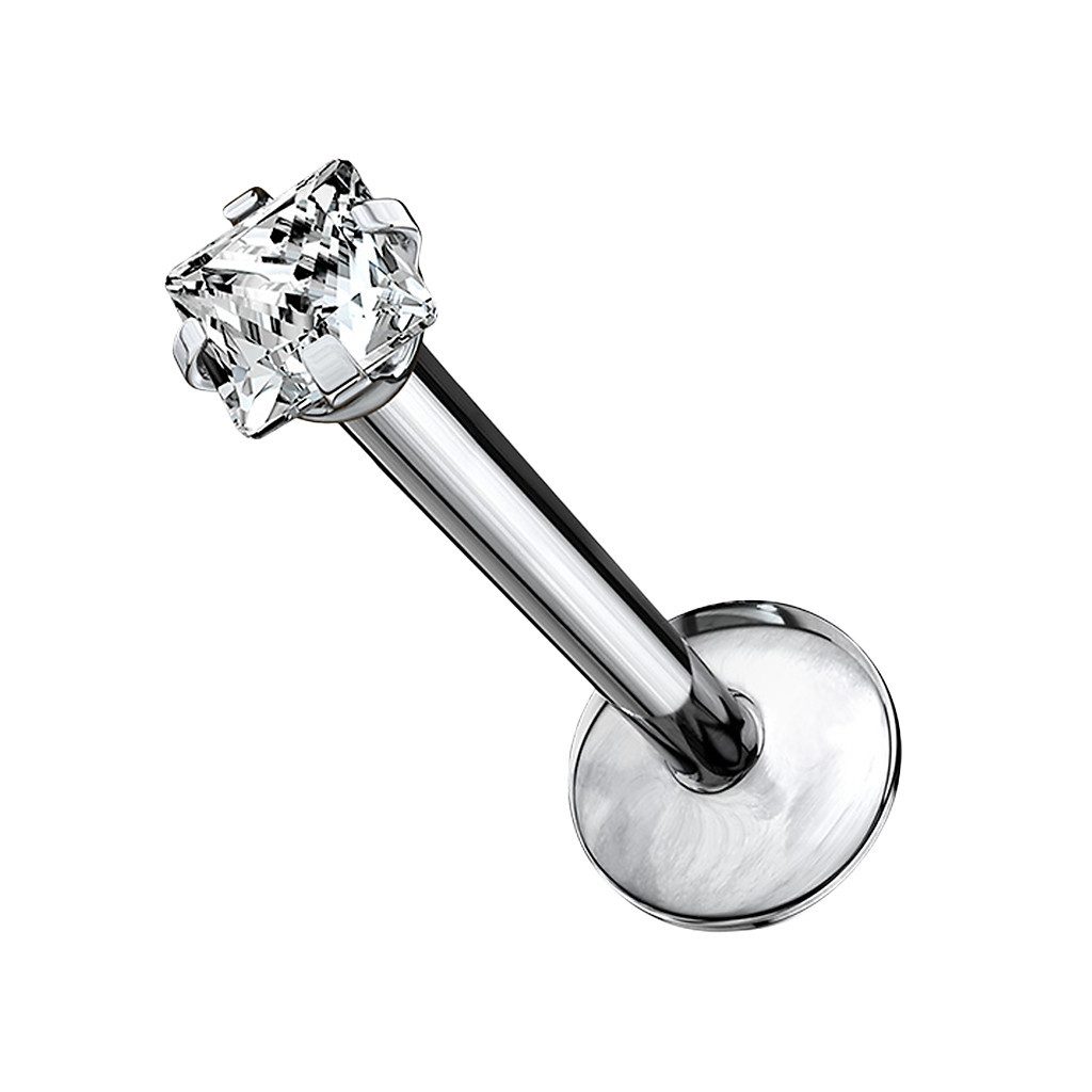 Piercing-Set Titan Lippenpiercing Stecker Kristall Quadrat Kopf 1,2mm x 10mm x 2mm
