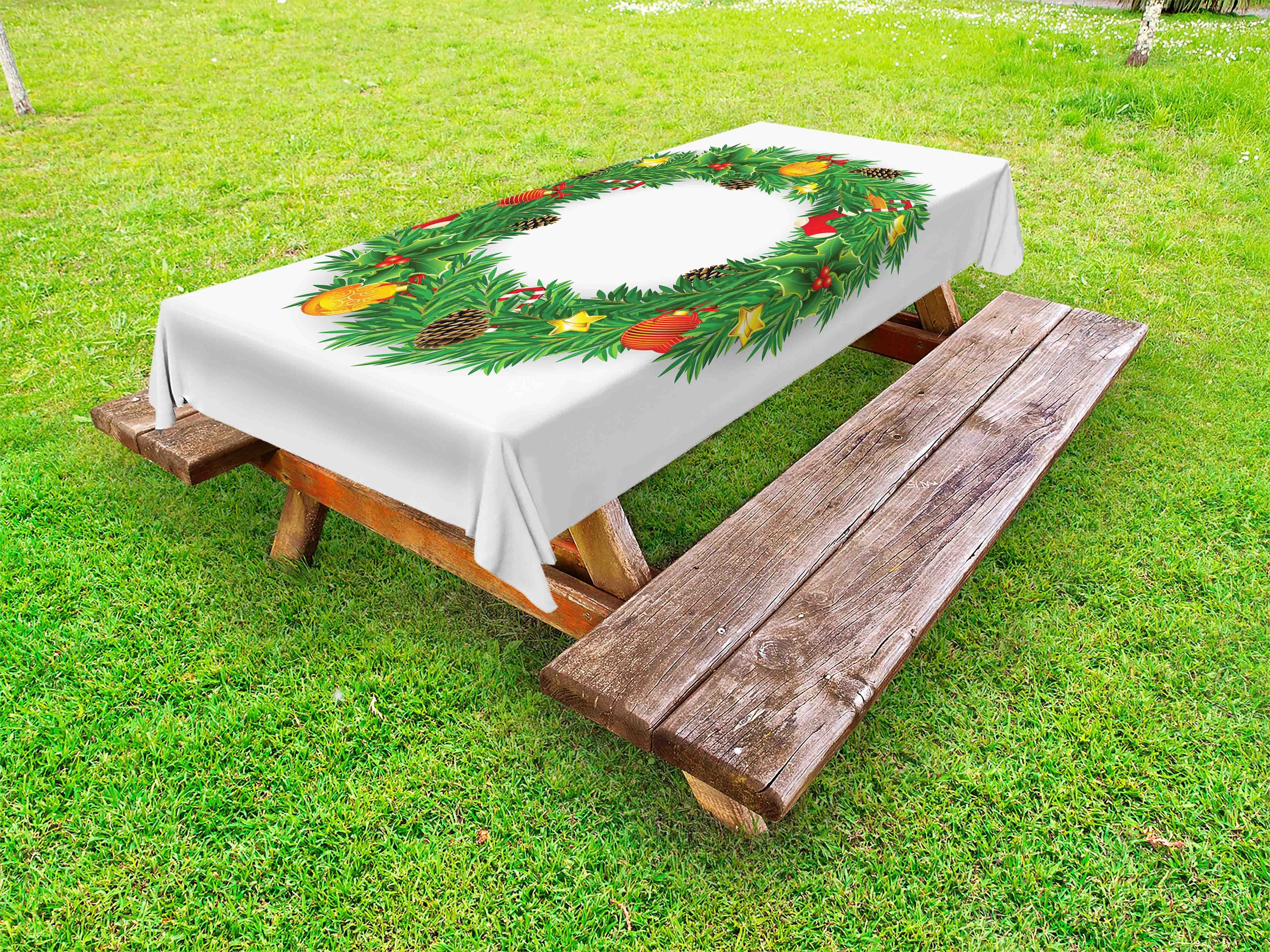 Kranz Tischdecke Picknick-Tischdecke, waschbare Kunst Evergreen Weihnachten dekorative Abakuhaus