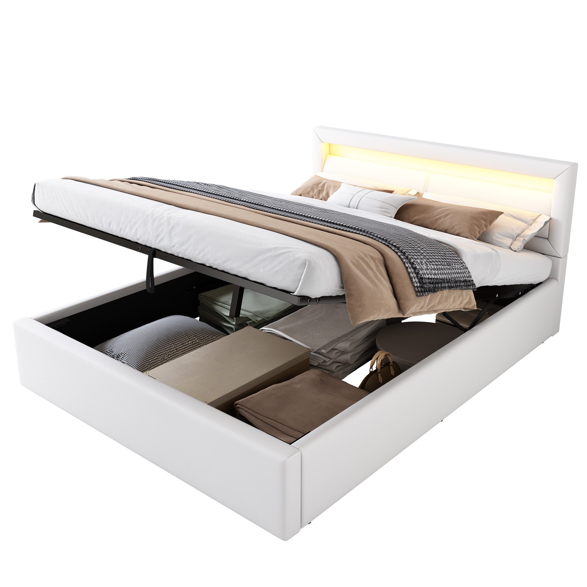 REDOM Polsterbett 140*200cm LED-Bett,mit Lattenrost und günstig online kaufen