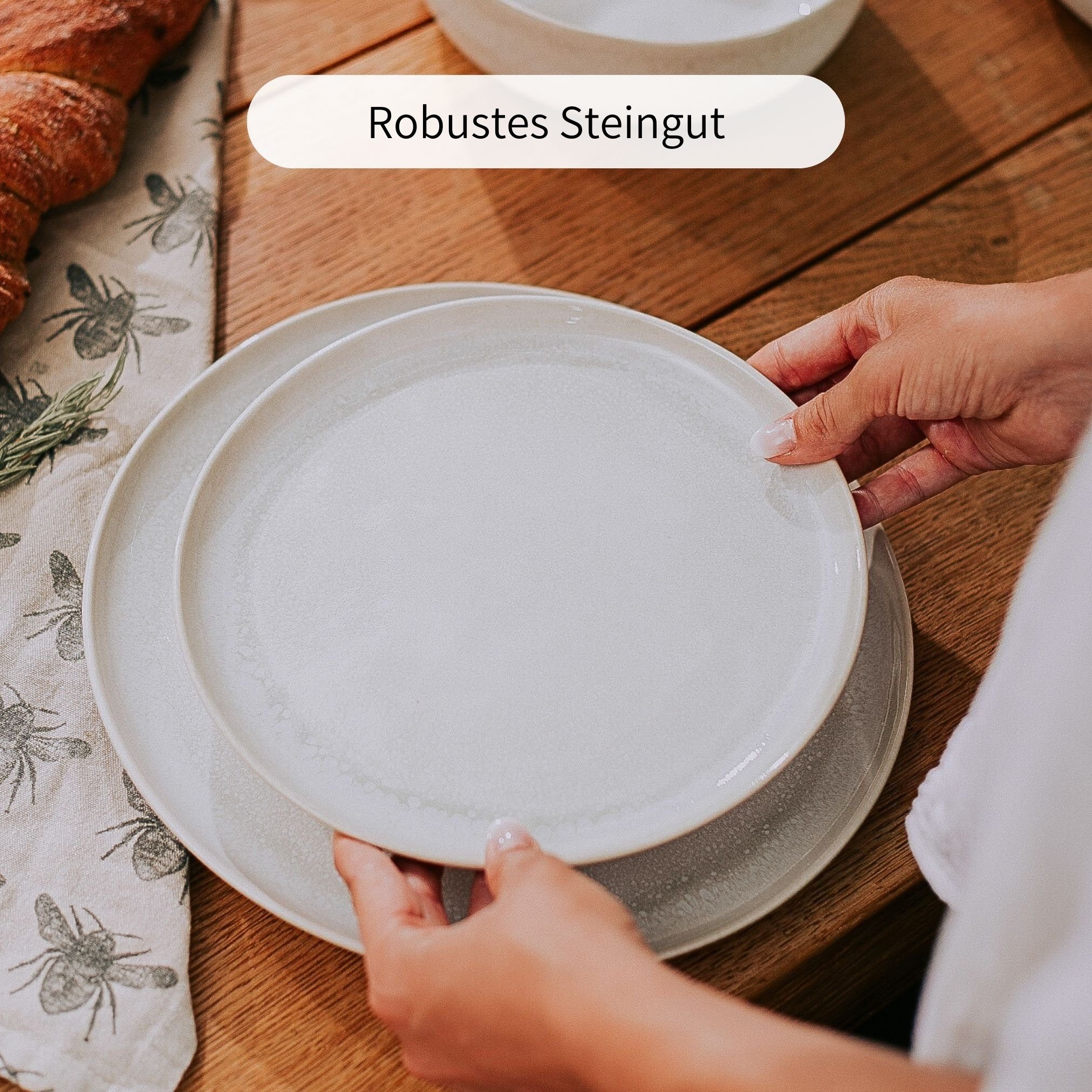 Econovo Teller Handgefertigt, (1 St), Großer Keramikteller 27cm Made in Portugal