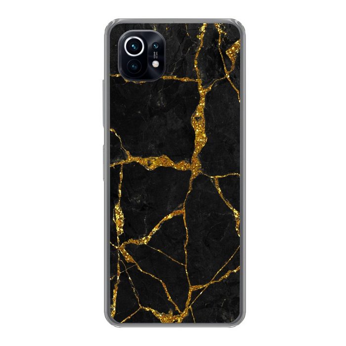 MuchoWow Handyhülle Marmor - Gold - Schwarz - Marmoroptik - Glitter Phone Case Handyhülle Xiaomi Mi 11 Silikon Schutzhülle