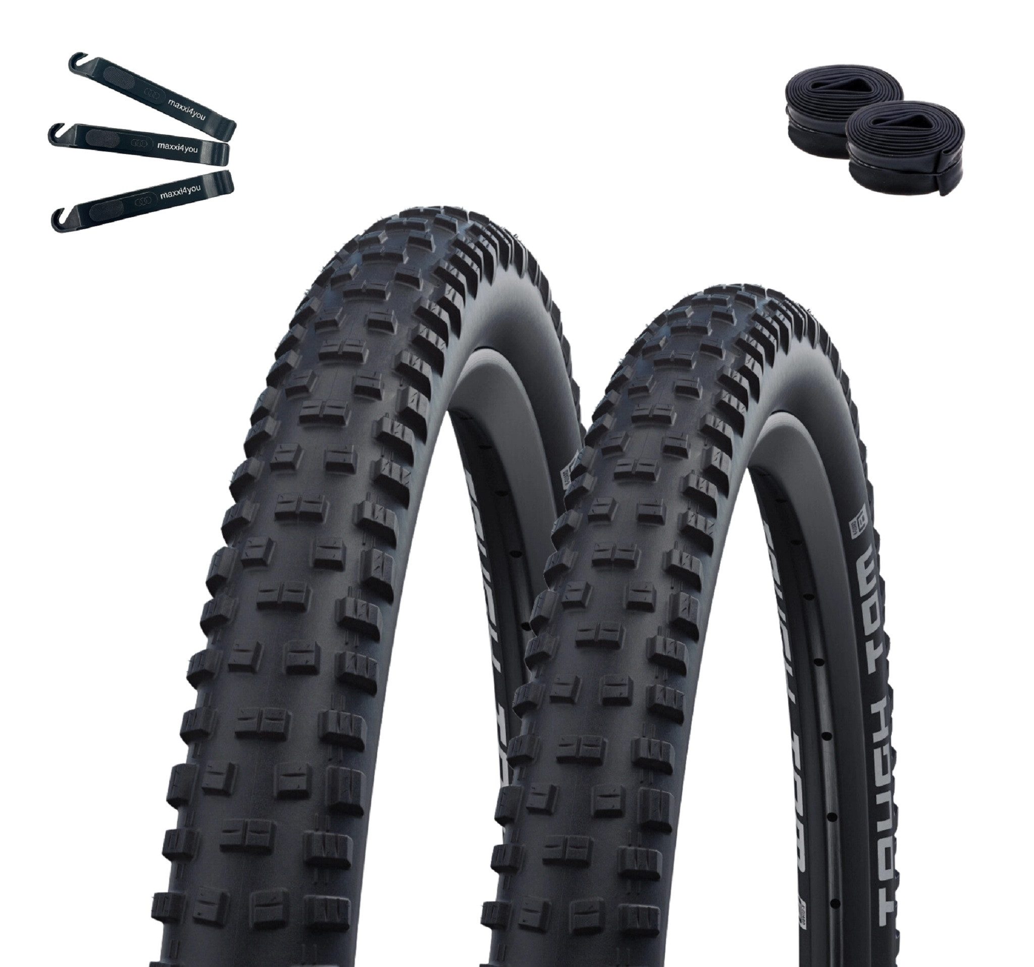 maxxi4you Fahrradreifen 2 x Schwalbe Tough Tom 29 x 2,35 (60-622) Schwarz + 2 x SV19 inkl. RH