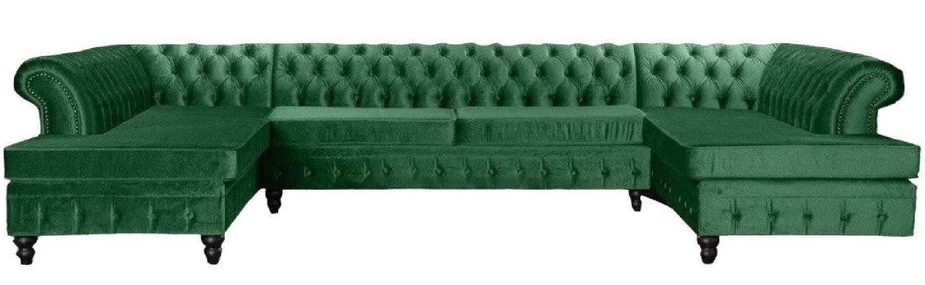 Xlmoebel Wohnlandschaft Grau Chesterfield Sofa mit Luxus Stoffpolsterung, Hergestellt in Europa