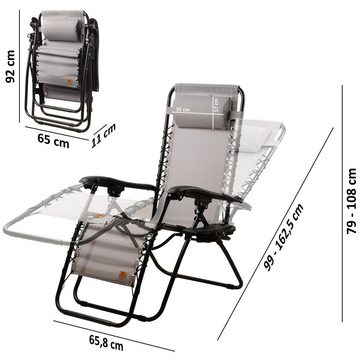 CampFeuer Gartenliege Sonnenliege, Grau, Alu Campingliege, Liegestuhl, Gartenliege