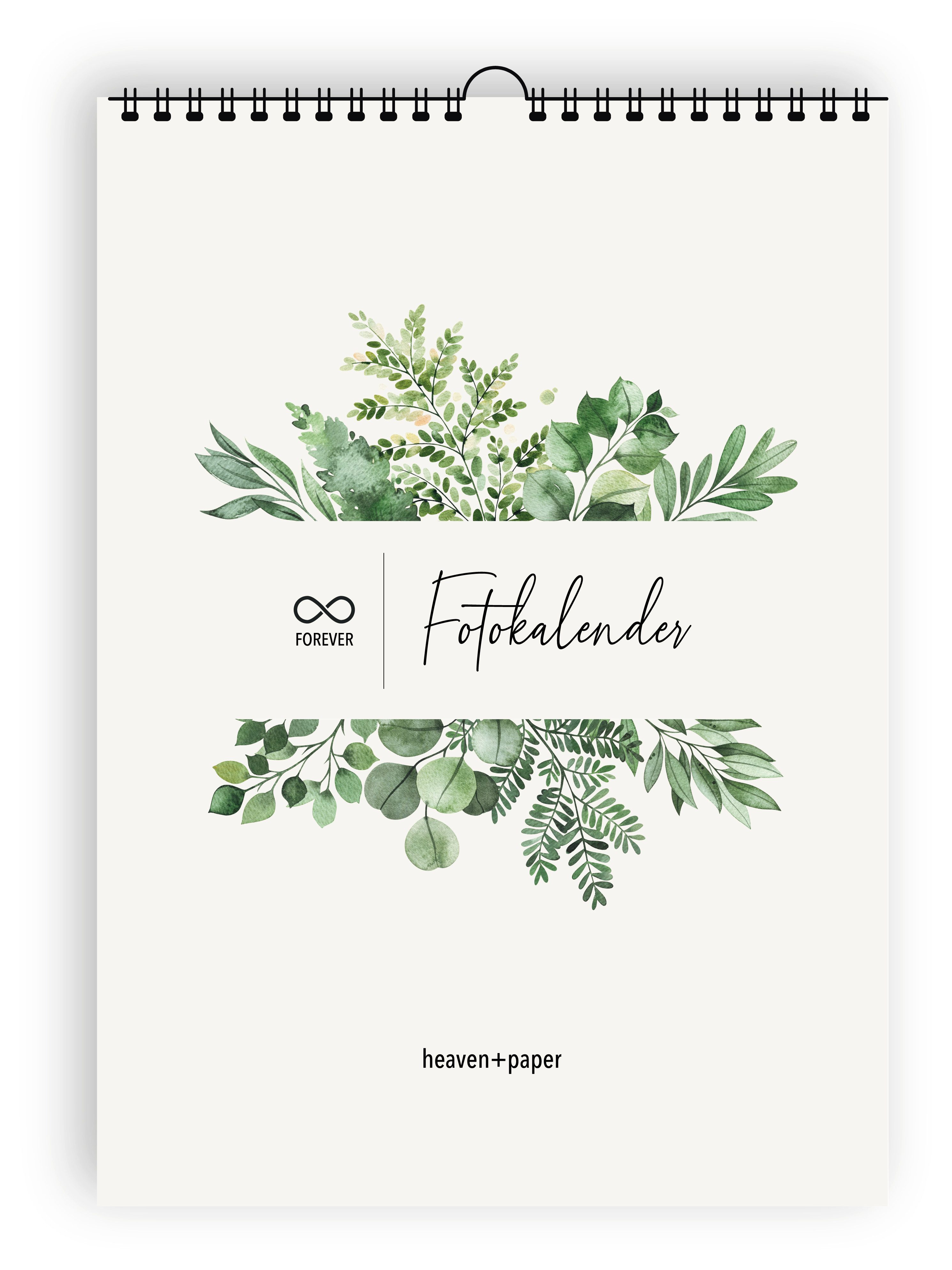 heaven+paper Familienkalender Fotokalender DIN A4 GREENERY immerwährend, Wandkalender, mit Notizen, Hergestellt in Deutschland