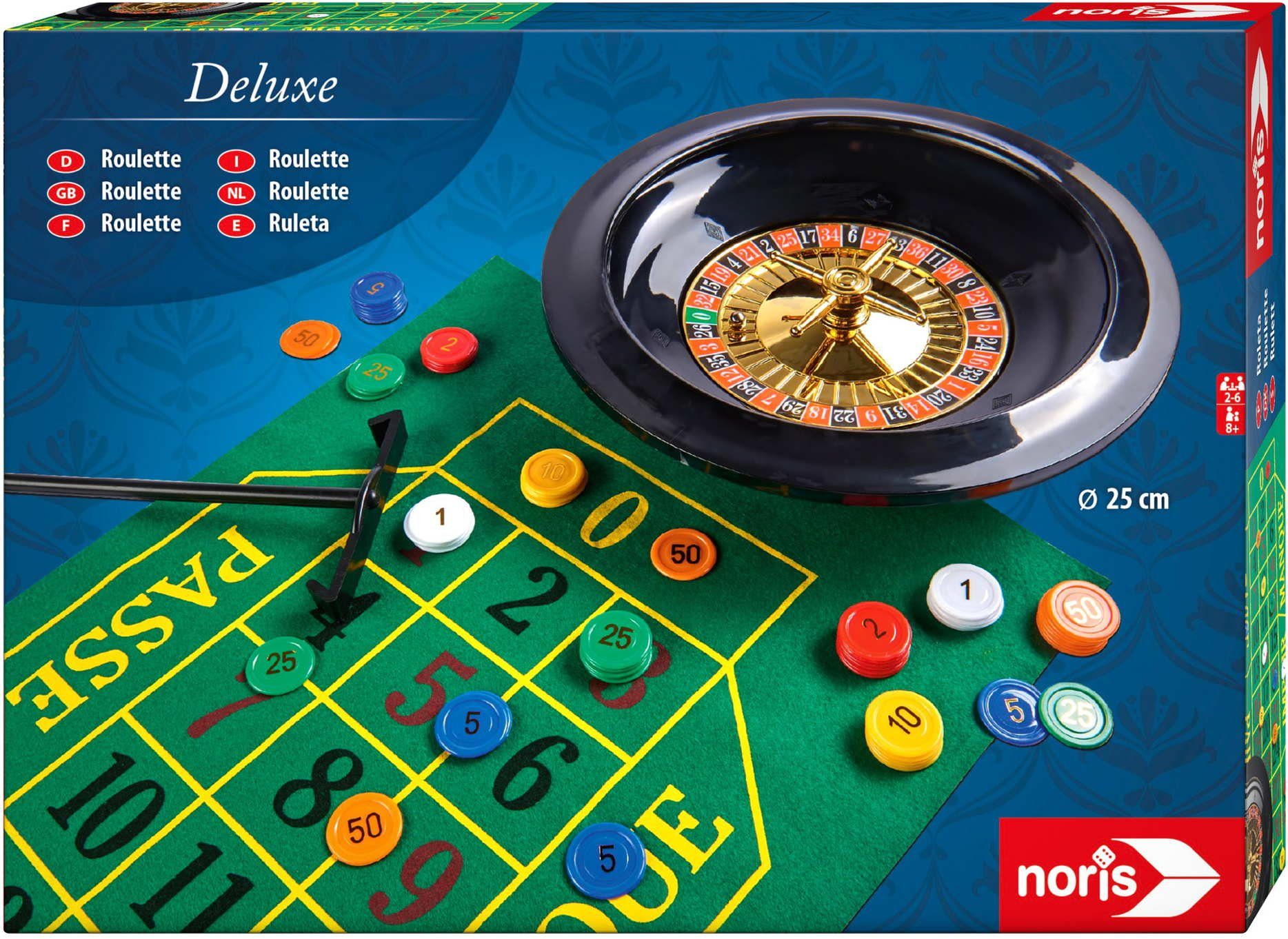 Noris Spiel, Familienspiel Partyspiel Deluxe Set - Roulette 25cm 606102025