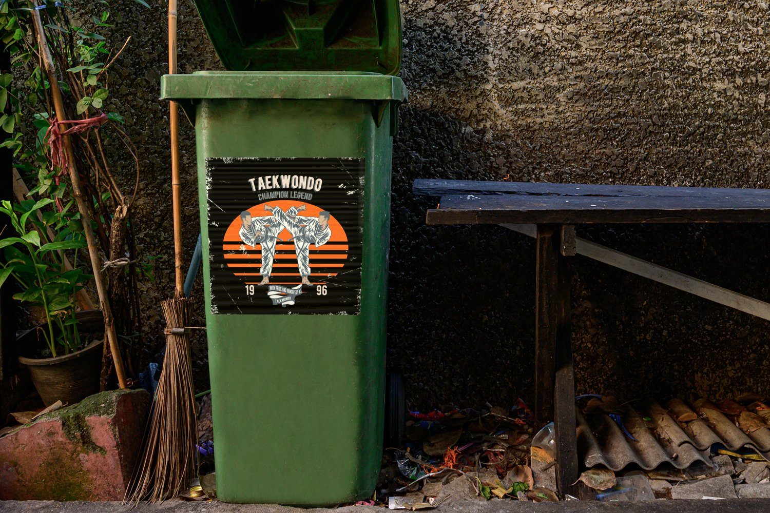 St), Mülleimer-aufkleber, Sport Abfalbehälter Mülltonne, Jahrgang - (1 MuchoWow Container, Sticker, Wandsticker Taekwondo -