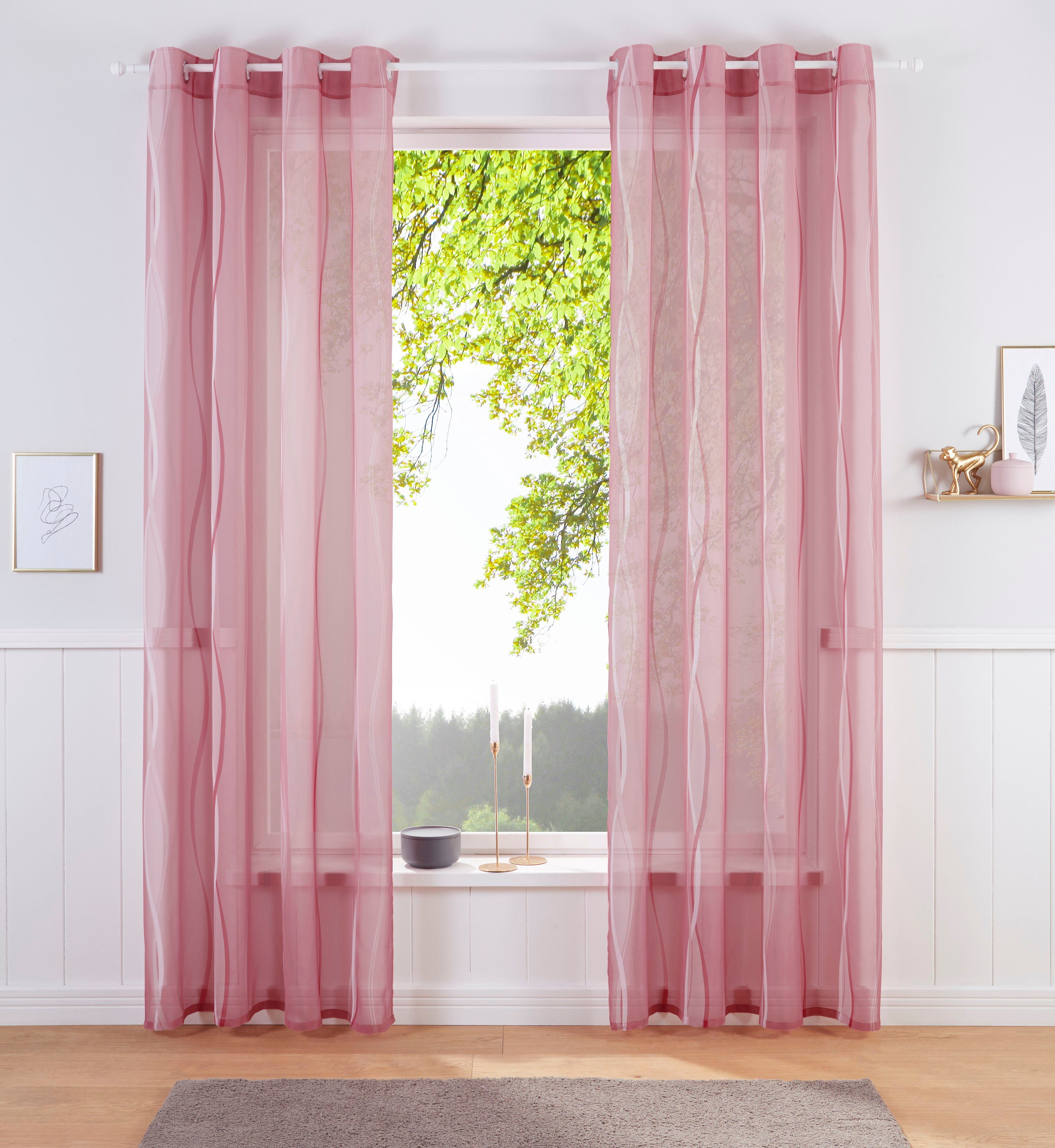 OTTO home Gardine Dimona (2 St), Ösen, transparent, Voile, 2er-Set, transparent, Voile, Polyester